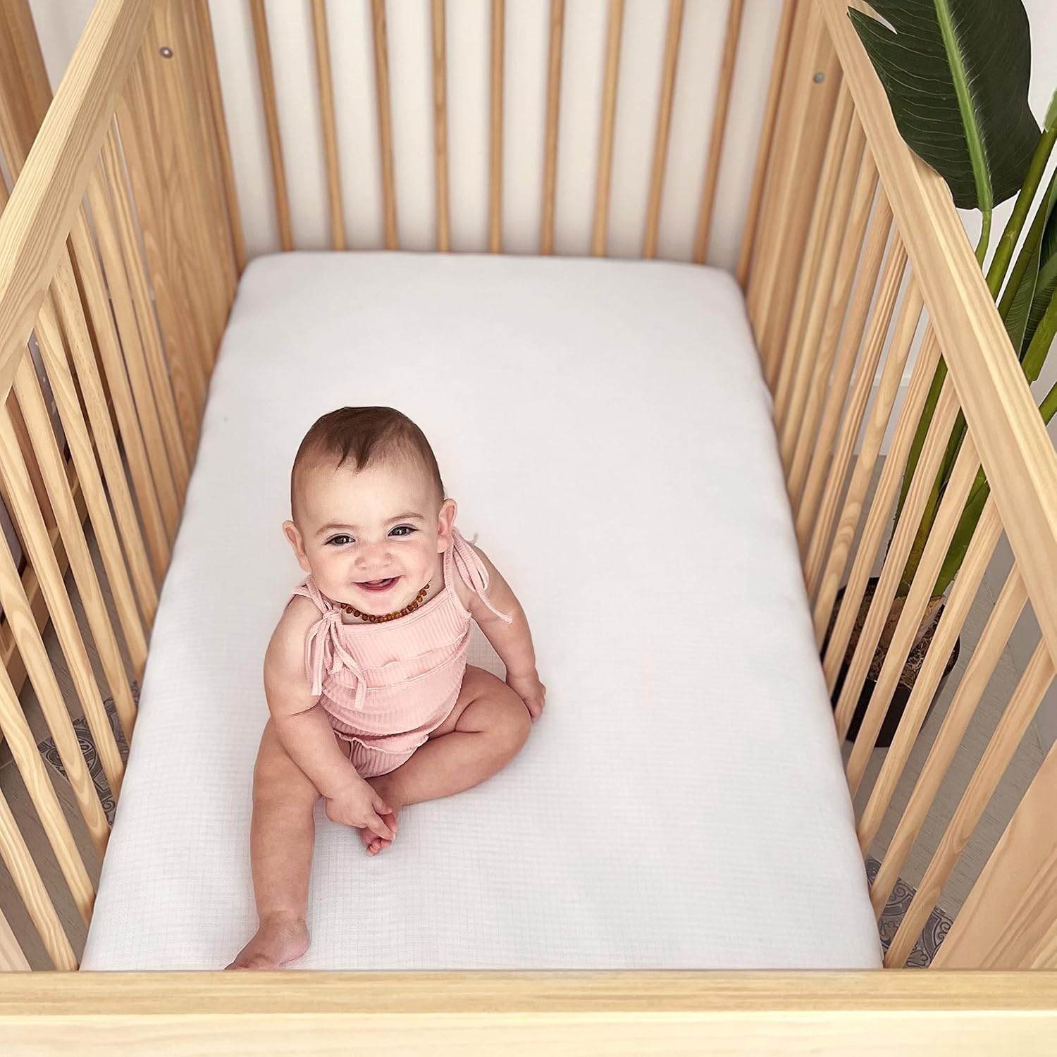 Newton Baby Fitted Mini Crib Sheets (2-Pack) | Organic Muslin Cotton, Breathable & Soft Baby Sheets, Washable Baby Mattress Sheets, Fits Mini Crib Mattresses 24" x 38", Plain White