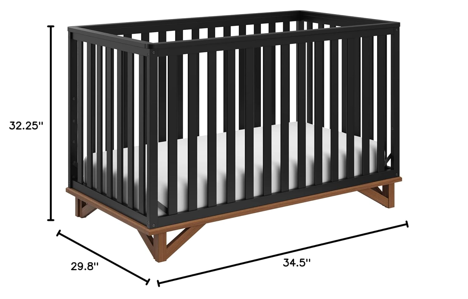 Alternative view of Storkcraft Santa Monica 5-in-1 Convertible Crib (Black with Vintage Driftwood) u2013 GREENGUARD Gold Certified, Modern Design, Two-Tone Baby Crib, Converts to Toddler Bed, Daybed and Full-Size Bed