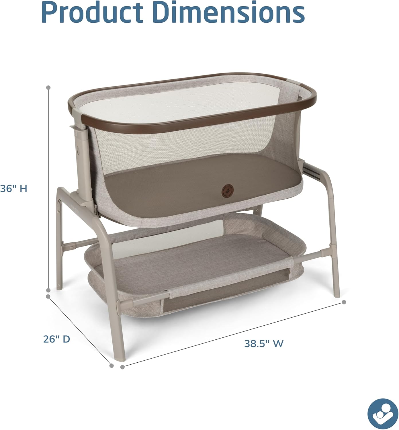Alternative view of Maxi-COSI Iora Baby Bassinets Bedside Sleeper, Portable Bassinet, Infant Bedside Sleeper Crib, Height Adjustable, Breathable Mesh, Large Storage Basket, Truffle