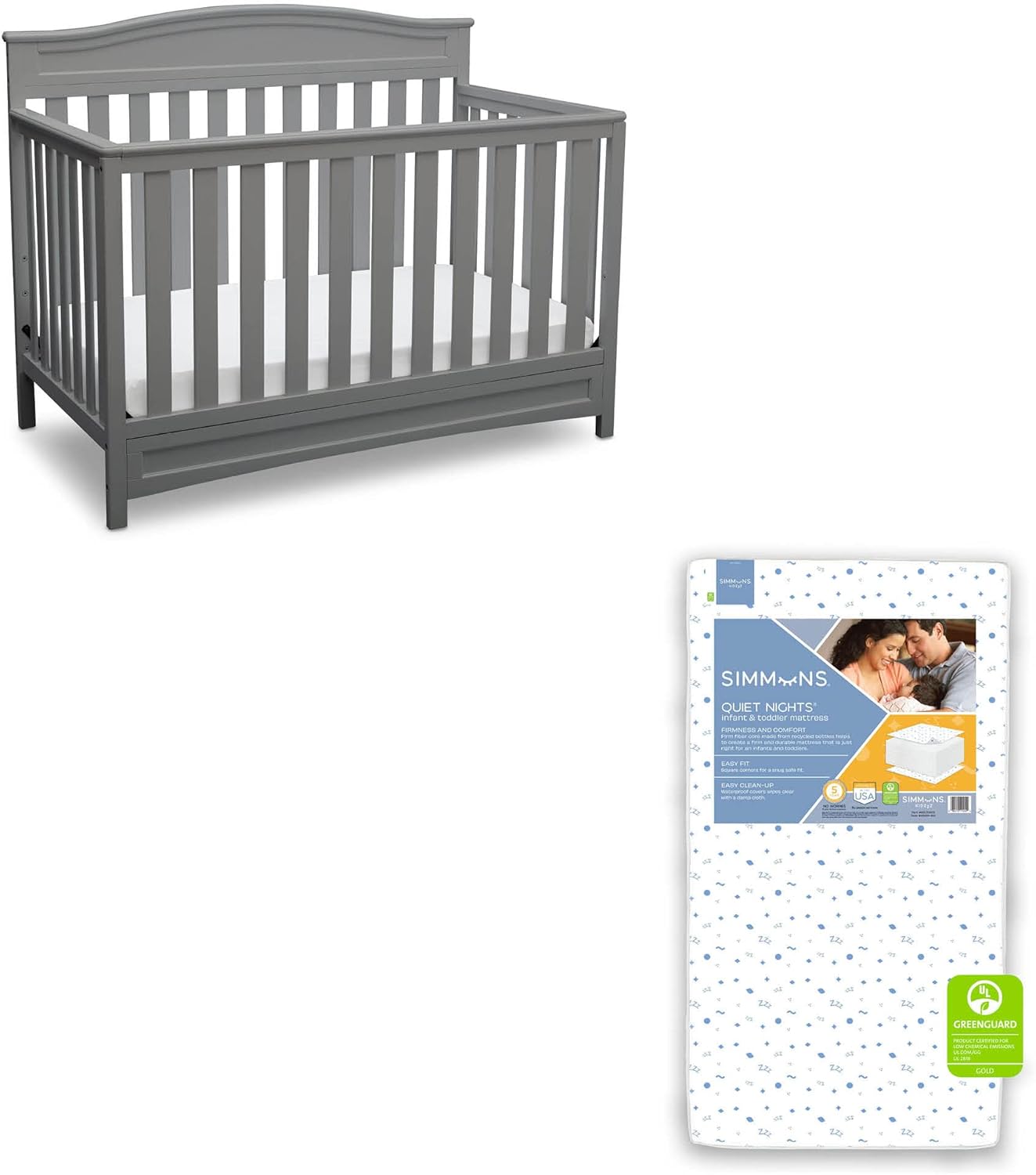 Alternative view of Delta Children Emery 4-in-1 Crib, Dark Chocolate + Simmons Kids Quiet Nights Dual Sided Crib and Toddler Mattress (Bundle)