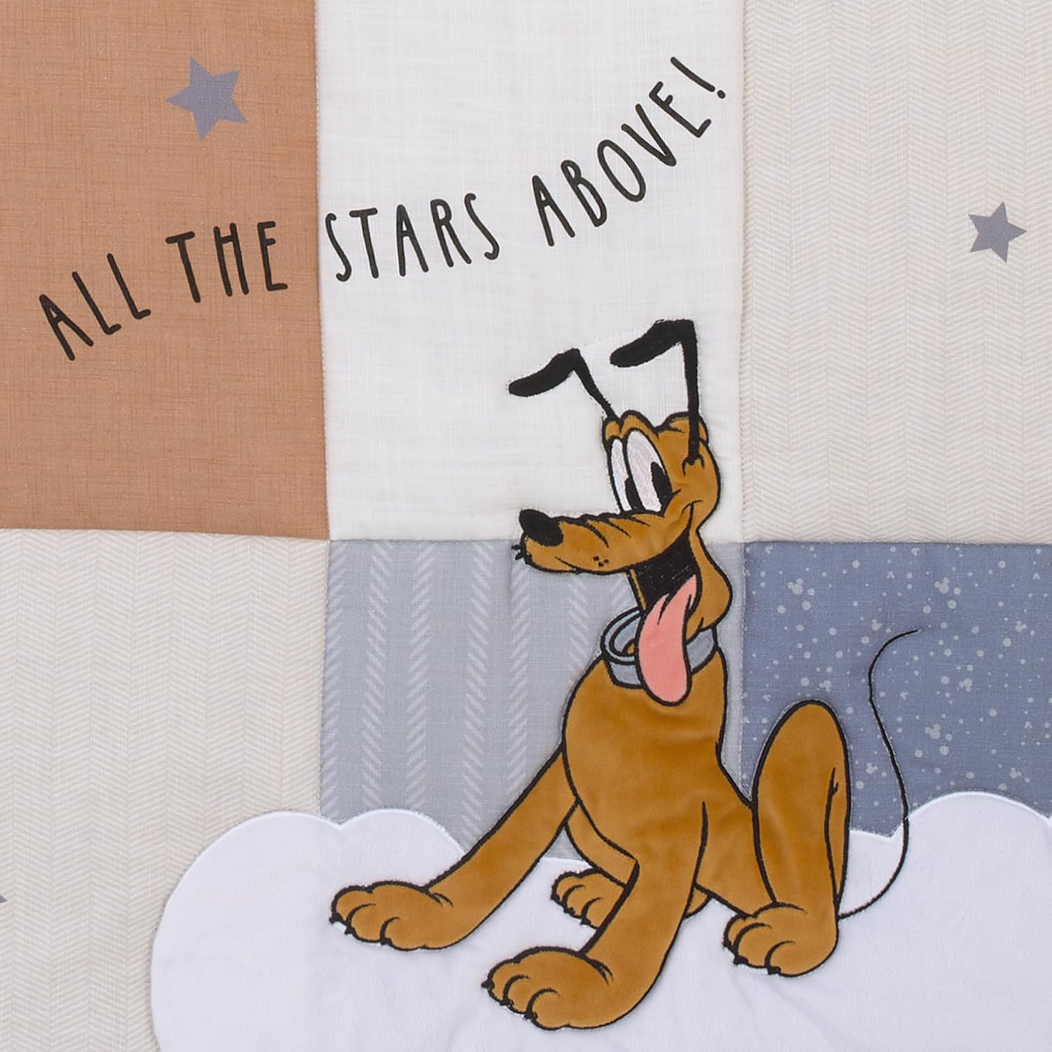 NoJo Disney Mickey Mouse Love Mickey Gray, Navy, and Tan Donald Duck and Pluto, Clouds and Stars 3 Piece Nursery Crib Bedding Set - Comforter, Fitted Crib Sheet, and Crib Skirt - Image 6