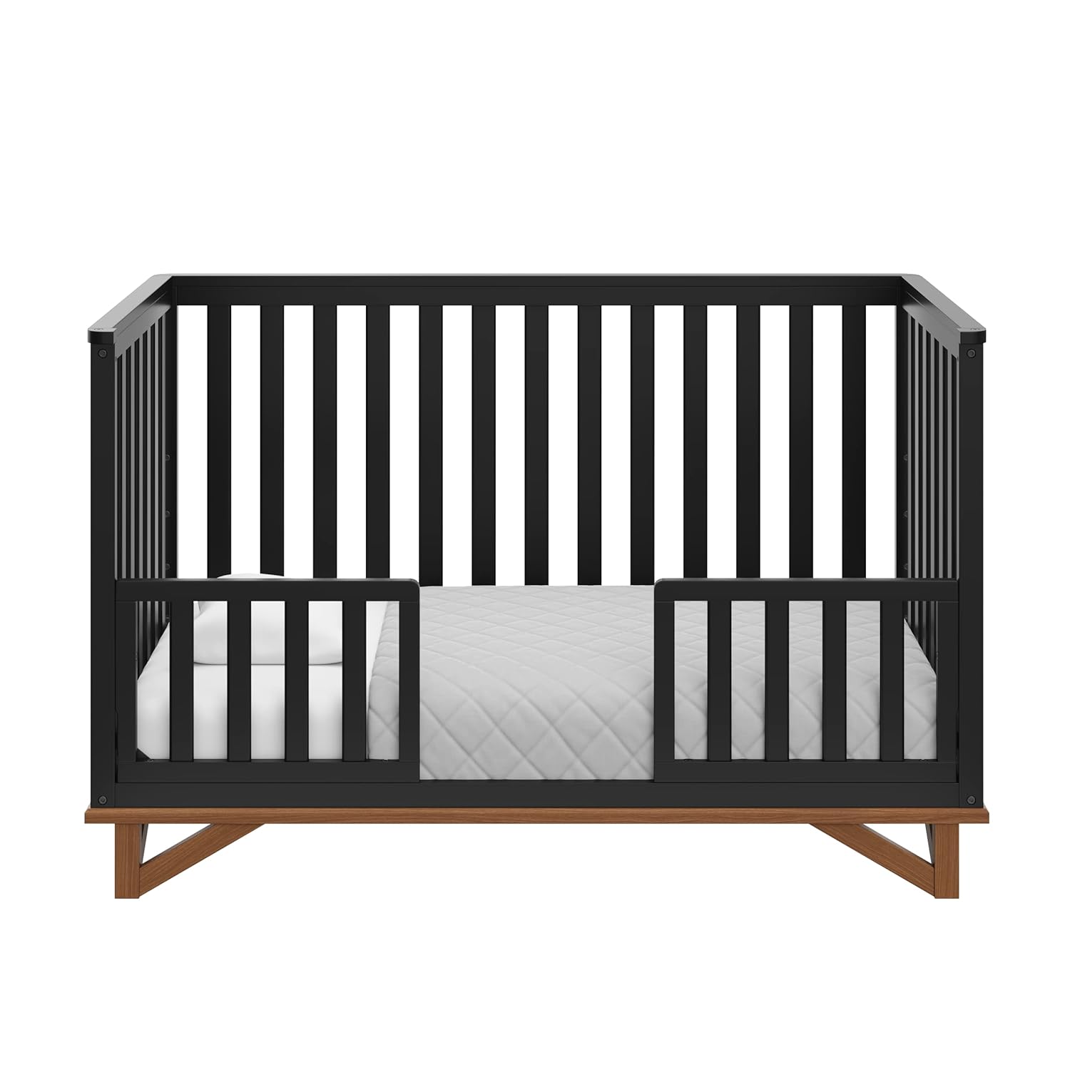 Storkcraft Santa Monica 5-in-1 Convertible Crib (Black with Vintage Driftwood) u2013 GREENGUARD Gold Certified, Modern Design, Two-Tone Baby Crib, Converts to Toddler Bed, Daybed and Full-Size Bed - Image 7