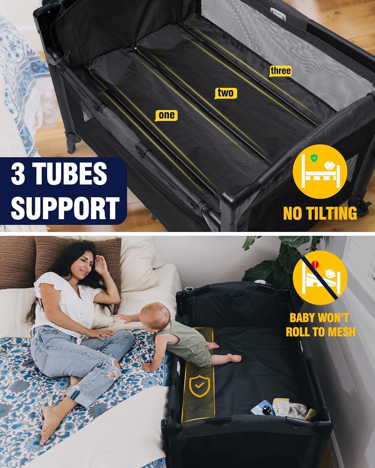 Alternative view of BEKA 4 in 1 Baby Bassinet Bedside Sleeper, Baby Bedside Crib 4 Functions, Bedside Bassinet Crib Sleeper, Playard, Changing Table, Baby Bassinet for Newborn Baby