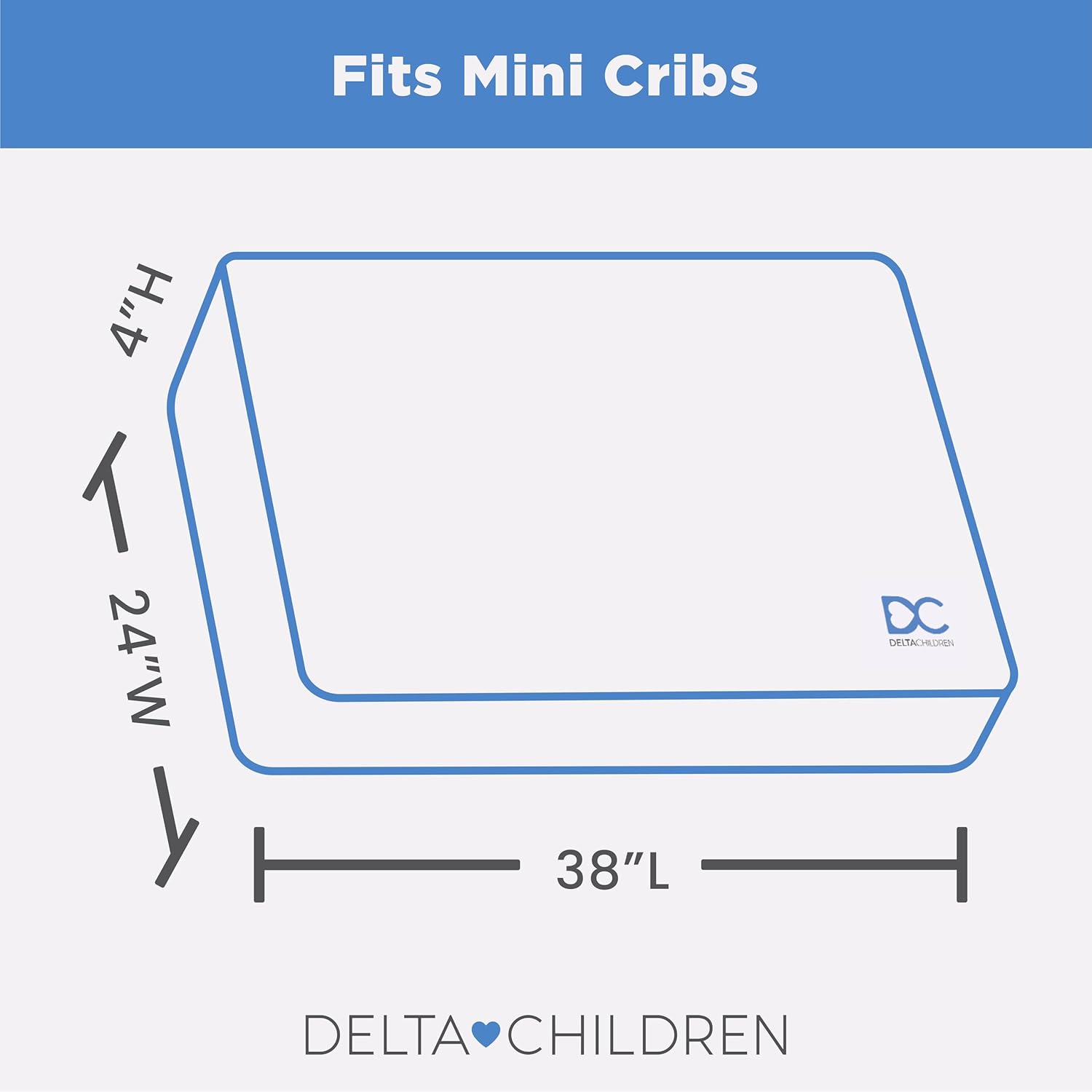 Alternative view of Delta Children Twinkle Stars Breathable 4-inch Mini Crib Mattress with Removable/Machine Washable Cover - GREENGUARD Gold u2013 Waterproof - Sustainably Sourced Core Fiber Core, Green