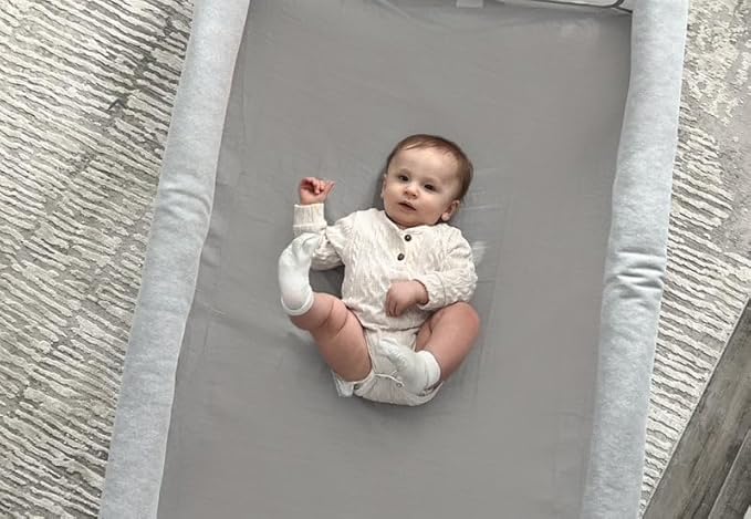 Newton Baby Fitted Sheets for Travel Crib & Play Yard Floor Pad (2-Pack) - Ultra-Breathable, Washable and Ultra-Soft, 100% Muslin Cotton, 34" x 48", Grey