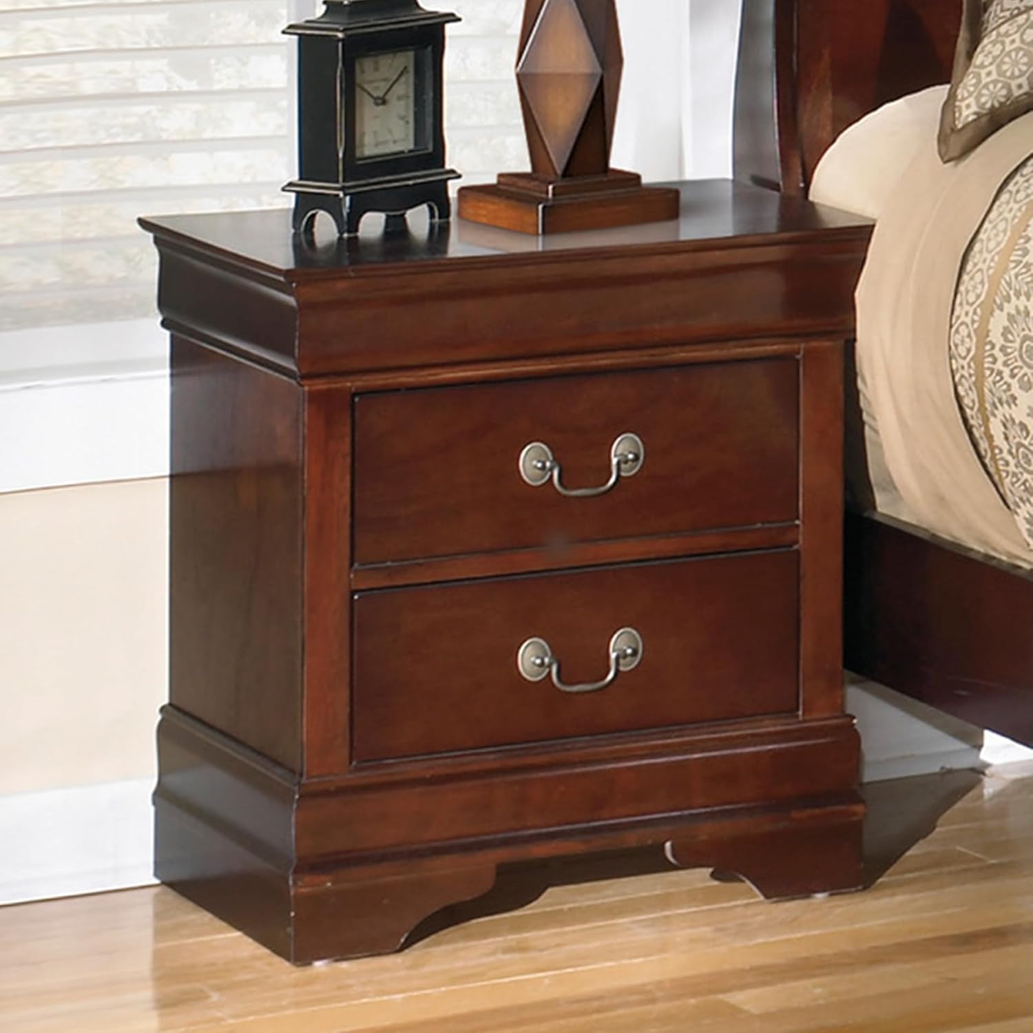 Signature Design by Ashley Alisdair Traditional 2 Drawer Nightstand, 23.75" Tall, Dark Brown