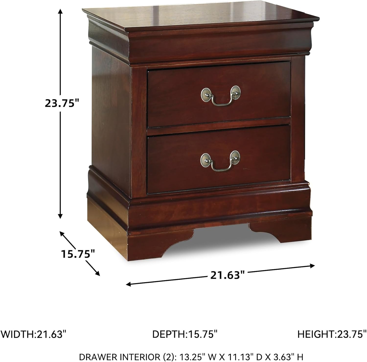 Alternative view of Signature Design by Ashley Alisdair Traditional 2 Drawer Nightstand, 23.75" Tall, Dark Brown