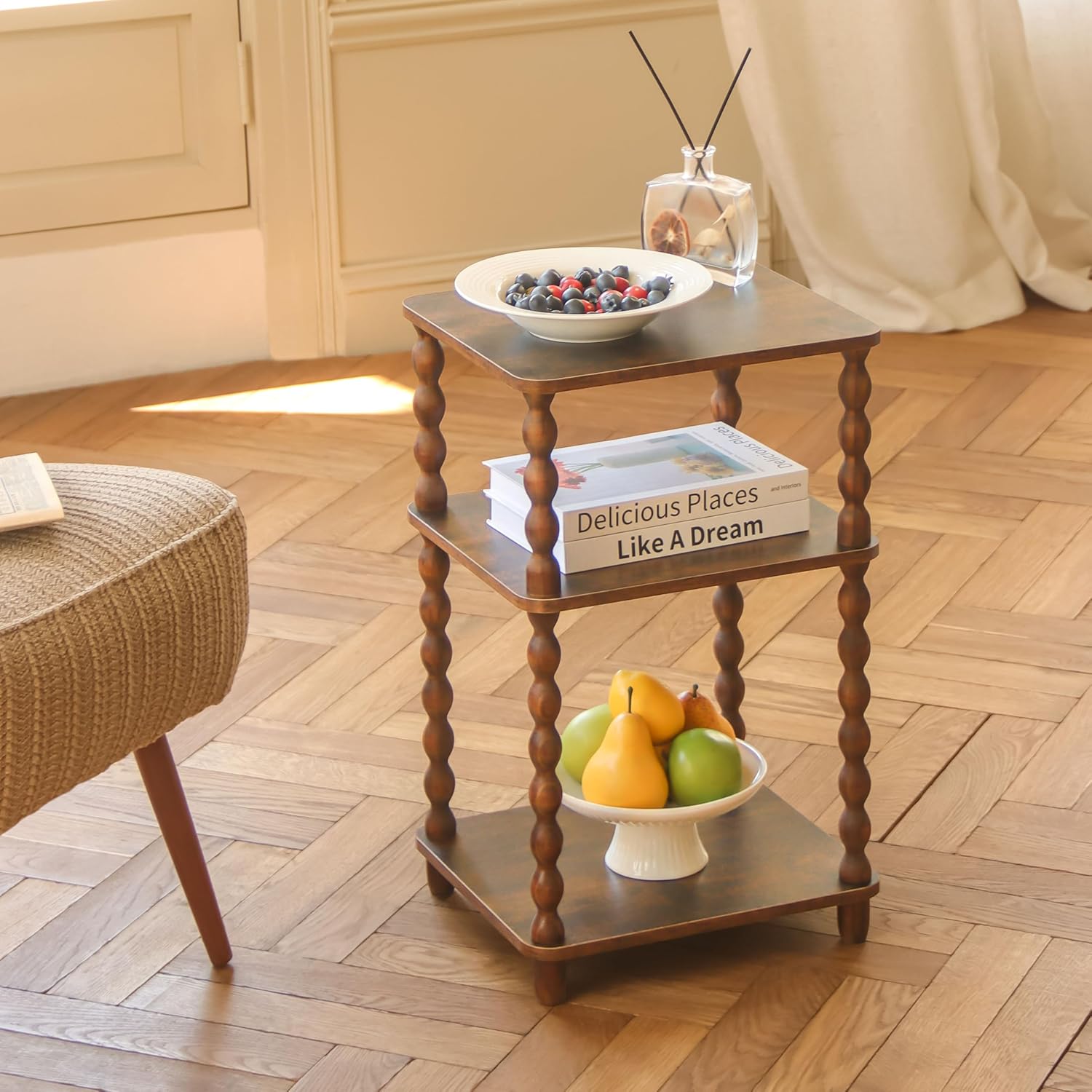 Fultyle Side Table, Small End Table with Storage Shelf, Modern Bedside Table Night Stand for Living Room, Bedroom, Office and Small Spaces (Rustic Brown)