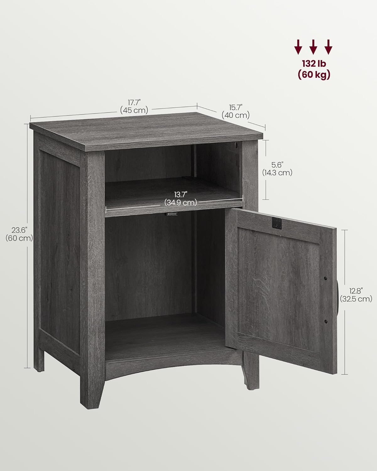 Alternative view of VASAGLE LIRY Collection - Farmhouse Nightstand with Barn Door, Set of 2, Bedside Table with Storage, Side End Table, Night Stand, Open Compartment, for Bedroom, Misty Gray ULET809G68