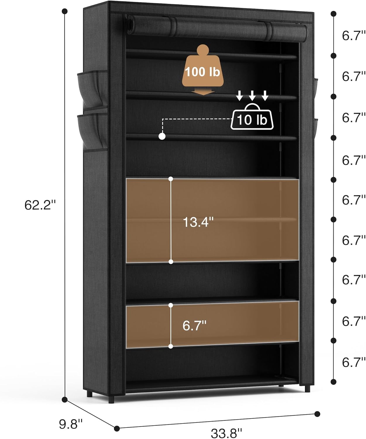 Alternative view of LANTEFUL Shoe Rack with Covers - 10 Tiers Tall Shoe Rack Organizer Large Capacity Shoe Shelf Storage 40 Pairs Space Saving Vertical Shoe Storage Organizer for Closet, Entryway, Dorm, Bedroom