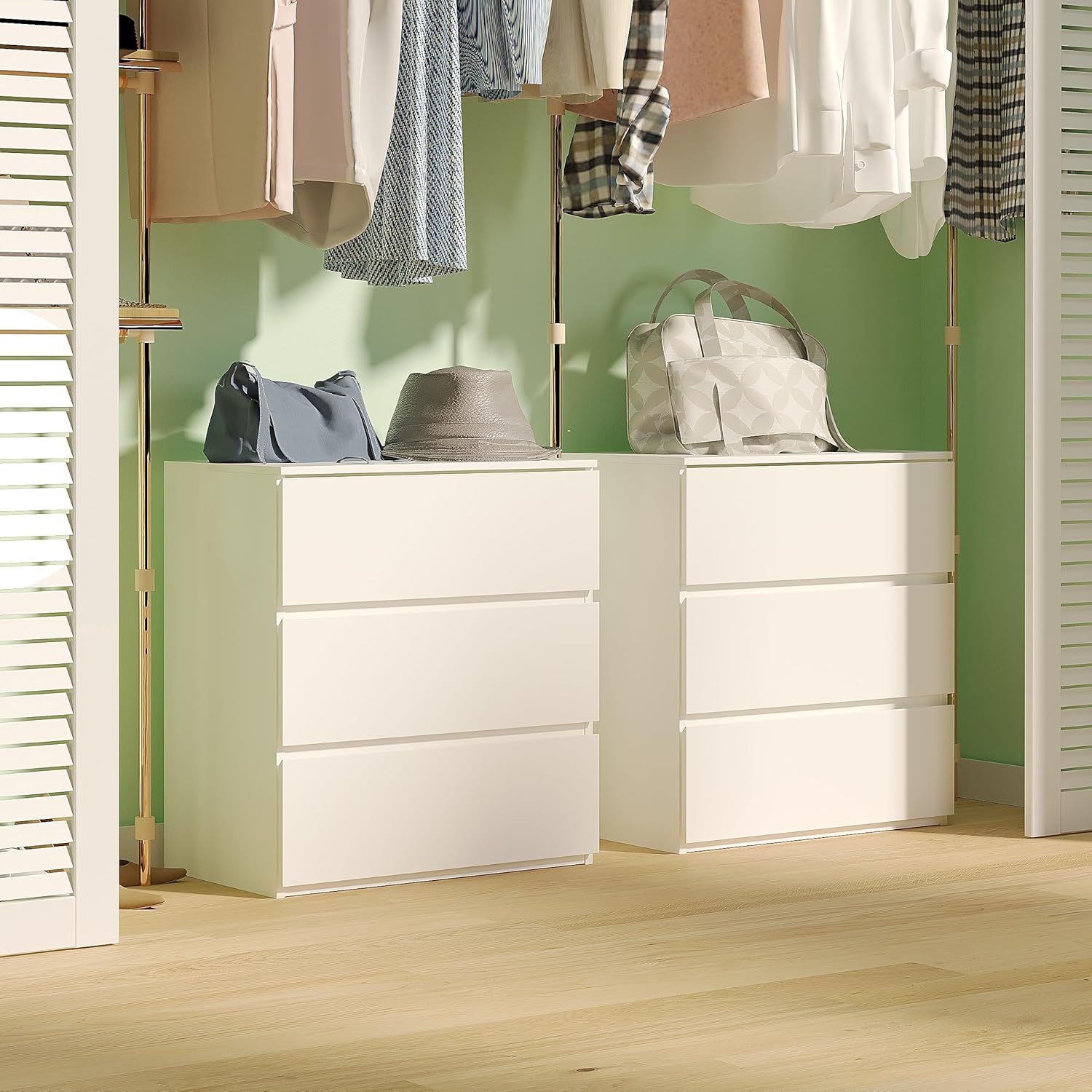 Alternative view of woodtalks 3 Drawer Dresser, Wood Chest Drawers with Storage for Closet, Bedroom, Living Room and Hallway, Drawers Dresser Bedside Nightstand, White