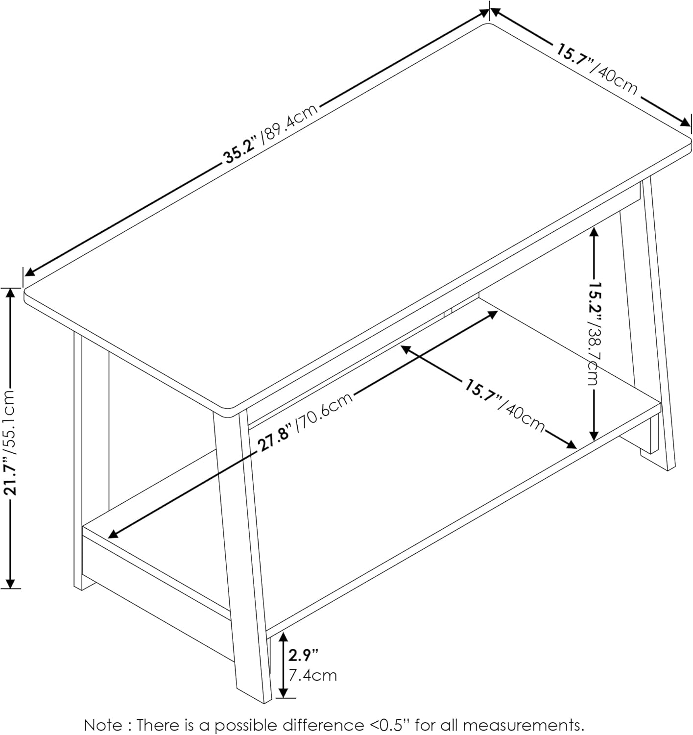 Alternative view of Furinno BEGINNING TV Stand, 2-Tier Entertainment Center with Open Shelf, TV Console for TV up to 36 Inch, for Living Room, Bedroom, French Oak