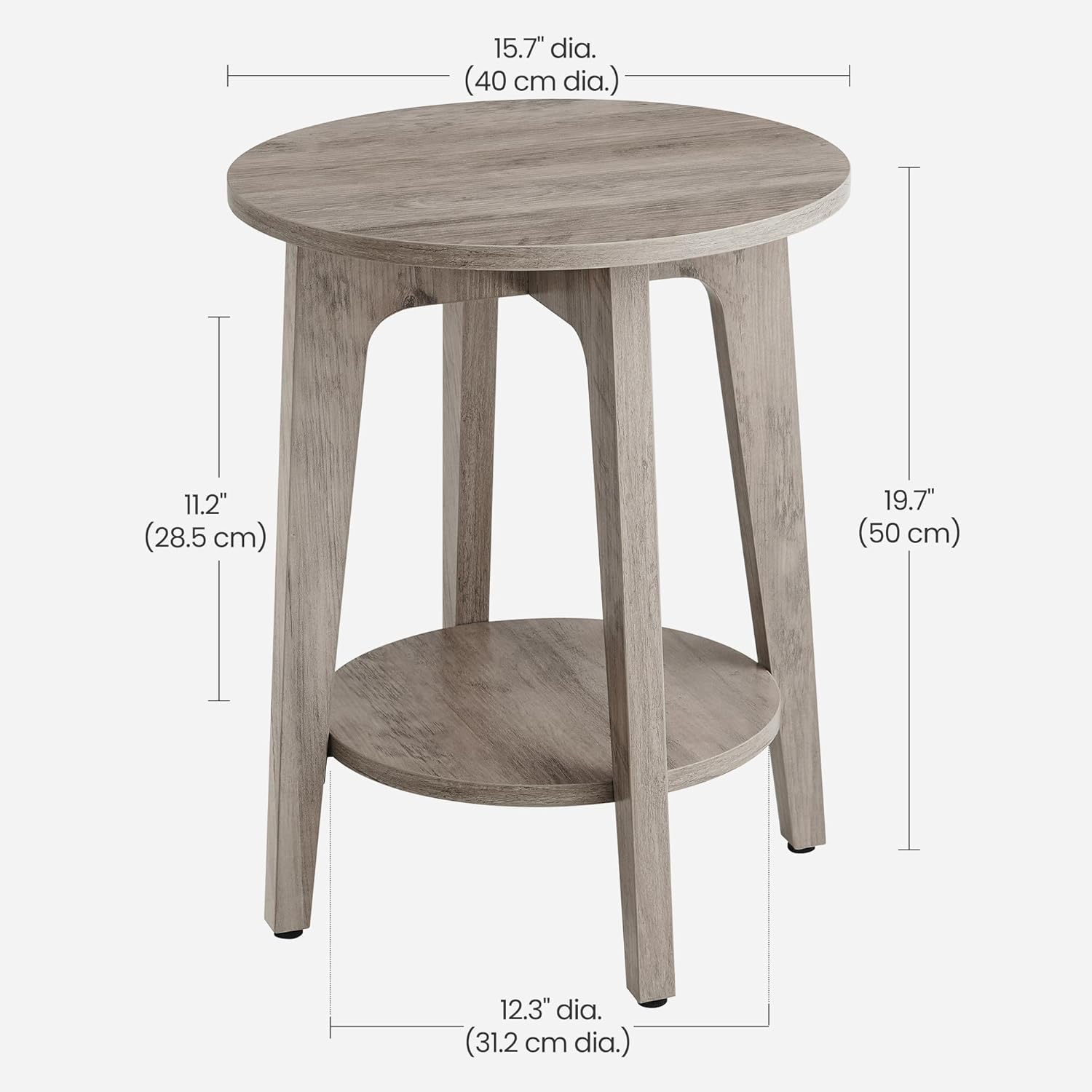 Alternative view of VASAGLE MAEZO Collection - Side Table, 2-Tier Small Round End Table, Nightstand with Tapered Legs, Curved Transitions, for Small Spaces, Living Room, Bedroom, Heather Greige ULET283T02