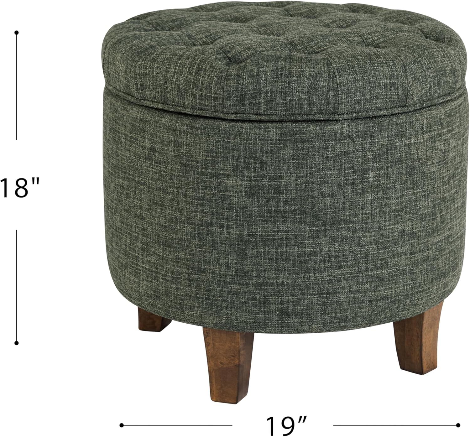 Alternative view of Homepop Home Decor | Upholstered Round Tufted Foot Rest Ottoman | Ottoman with Storage for Living Room & Bedroom | Decorative Home Furniture, Green Clover Fabric