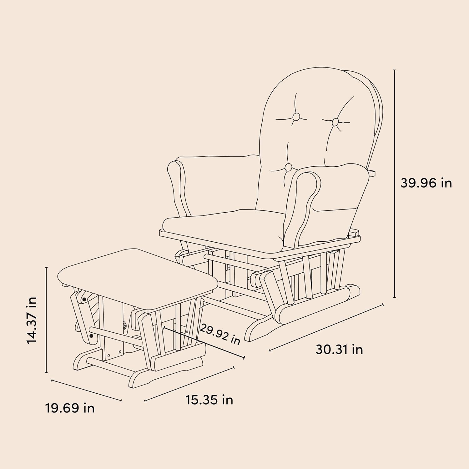 Alternative view of Storkcraft Premium Hoop Glider & Ottoman (Black with Beige) u2014 GREENGUARD Gold Certified, Solid Wood Craftsmanship, Convenient Storage Pockets, Smooth-Gliding Chair for Nursery, Multi-Award-Winning