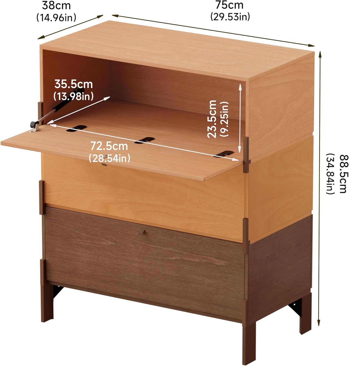 WHOOSPEREH Stackable 3 Drawers Dresser, Customizable Chest of Drawers for Bedroom, Living Room, Hallway, Entryway, Mid-Century Style Furnitures Cabinet, 30 inch Width Tri-Color Comb (1 pcs)