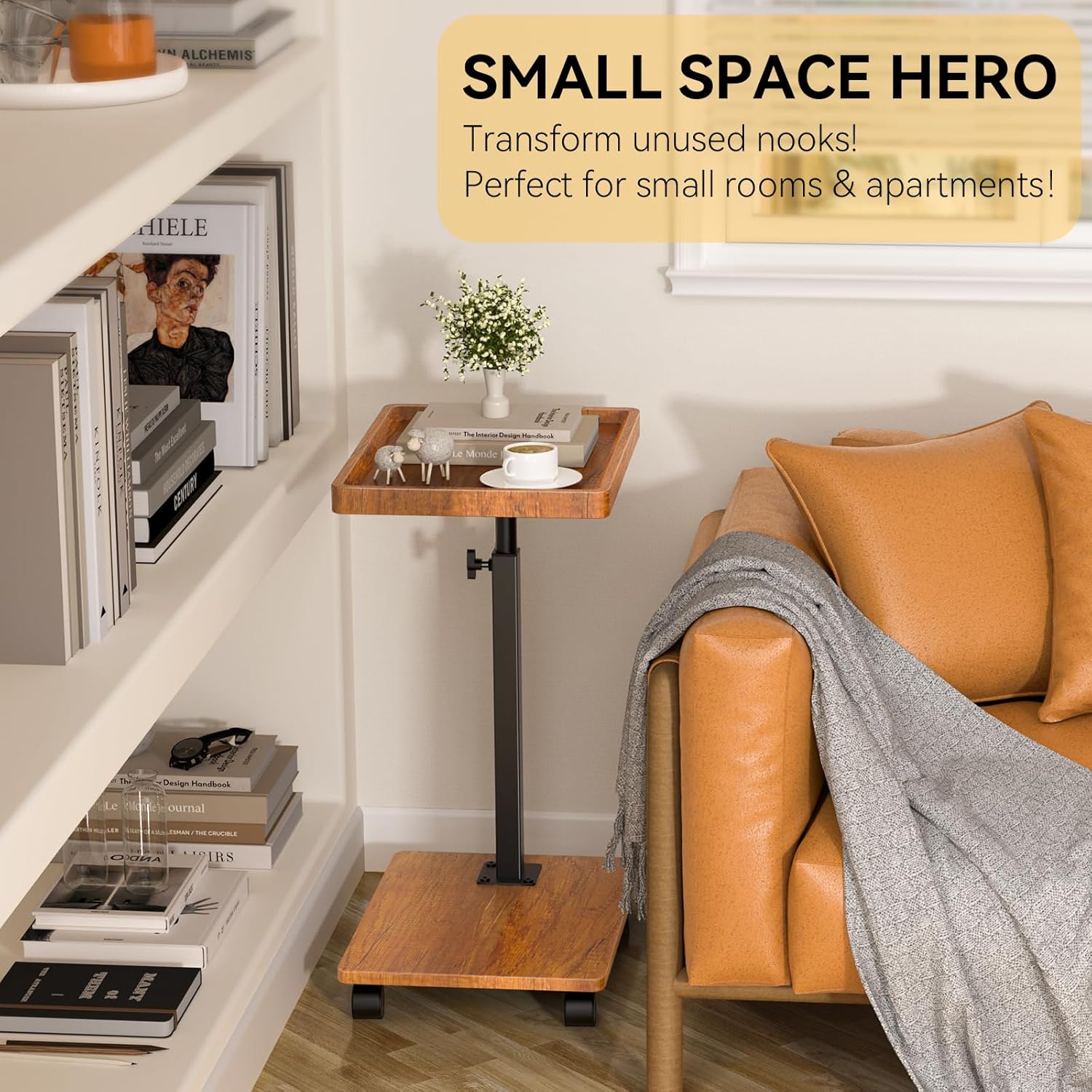 Alternative view of C Table End Table Adjustable Height, 360°Swivel TV Tray Table for Small Spaces, Couch Tables That Slide Under, C Shaped Side Tables Living Room and Bedroom for Sofa, Bed,Chair, Snack