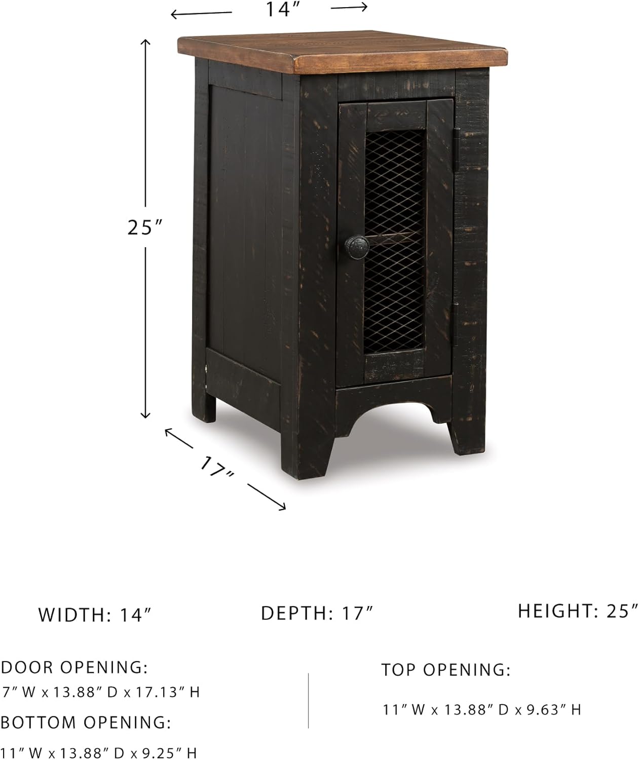 Alternative view of Signature Design by Ashley Valebeck Rustic Farmhouse Chair Side End Table with Cabinet Door, Distressed Black