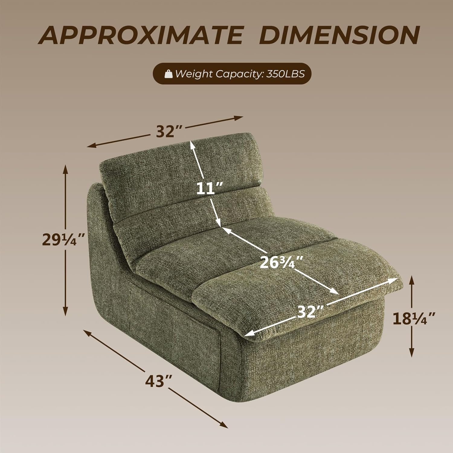 Furnimart Giant Bean Bag Chair for Adults Premium Chenille, 33" Extra Large Floor Chair with Removable Cushion, Boneless Chair High-Resiliency Support for Living Room, Bedroom, Game Room(Green)