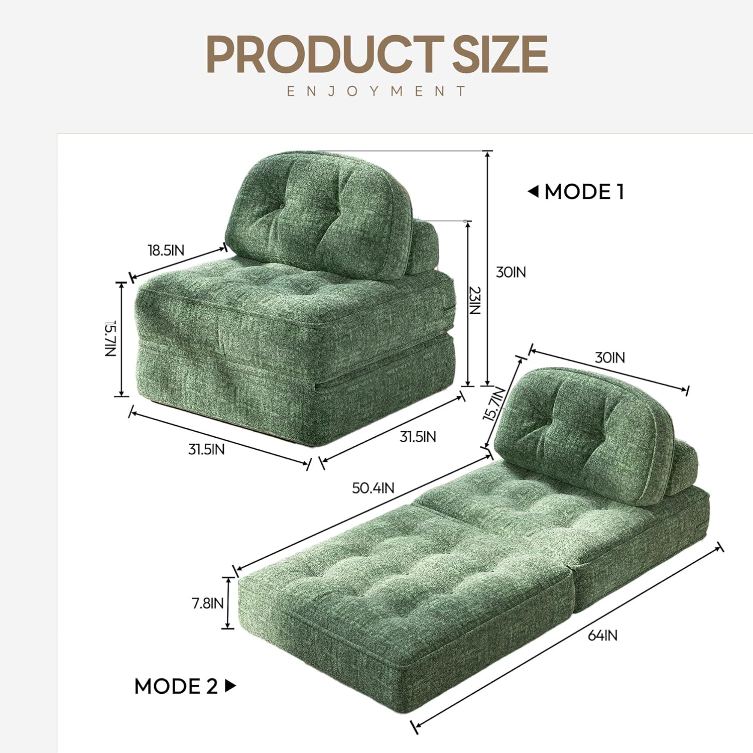 Dowinx Folding Sofa Bed with Pillow, Convertible Comfy Couch Bed for Adults Home Lounge and Gaming, Modern Comfortable Design for Apartment Living Room Bedroom, Single, Smooth Velvet, Cyprus Green