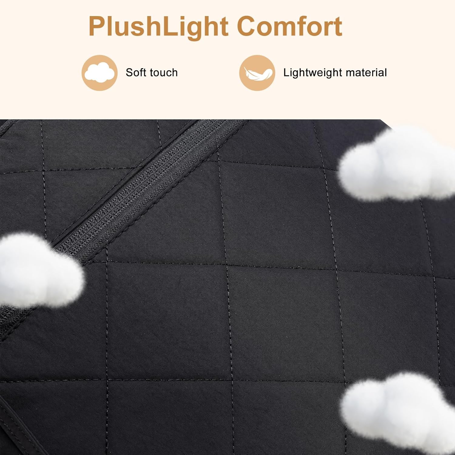 ZUBOND College Laptop Backpack, School Backpack for Girls Boys, Quilted Casual Daypack, Water-Resistant Bookbag for 15.6 Inch Laptop, Black