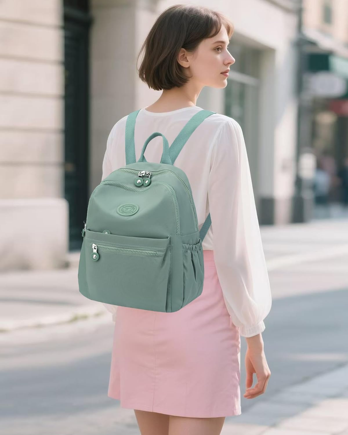 Tanweibago Mini Nylon Women Backpacks,11L Small Ladies backpacks Casual Lightweight Women Shopping Travel Daypack (Light Green)