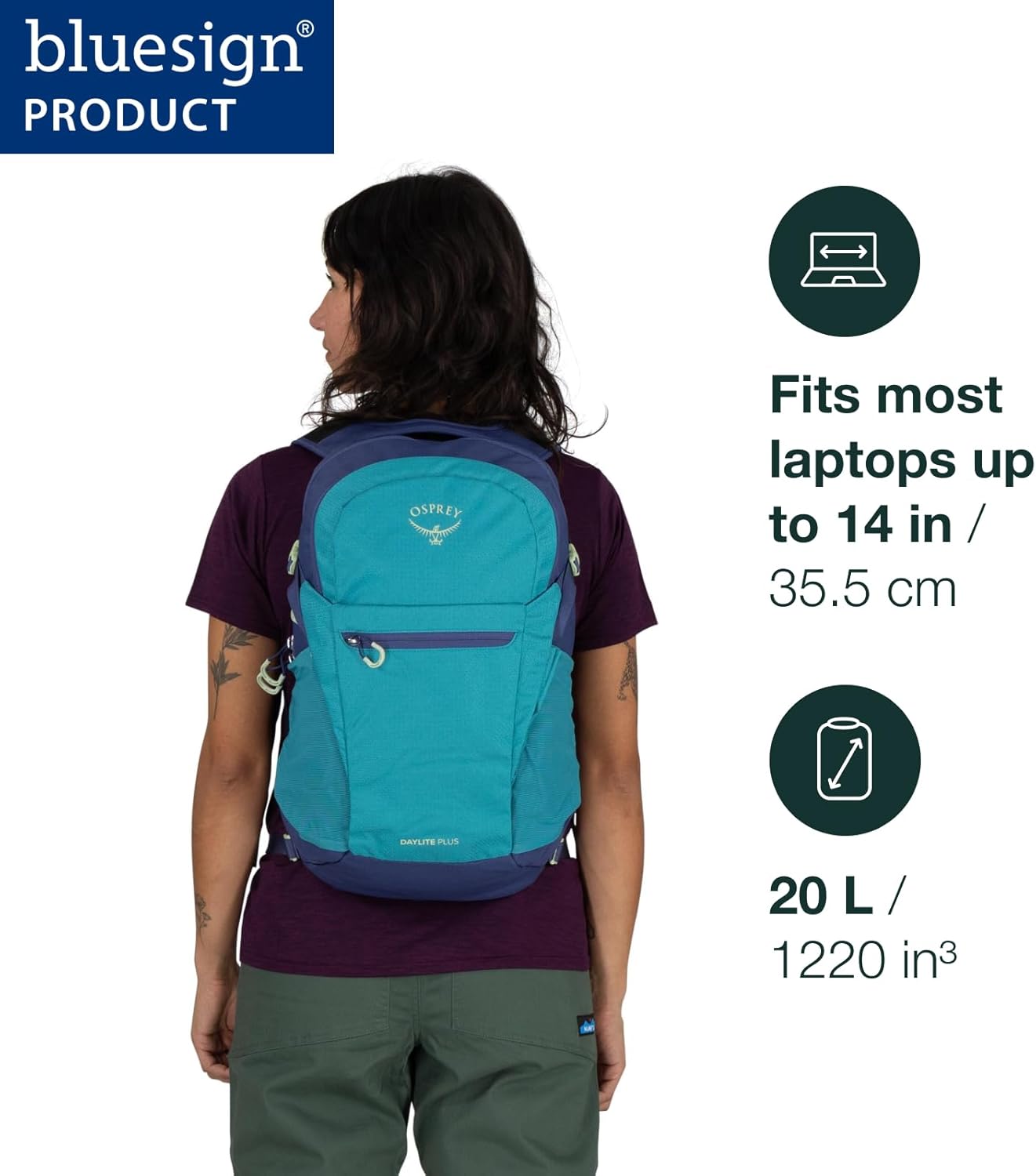 Osprey Daylite Plus Commuter Backpack u2013 Lightweight, Everyday Pack with Laptop Sleeve and Water Bottle Pockets u2013 Ideal for Work, School, and Travel with Versatile Storage Options, Seaweed Green