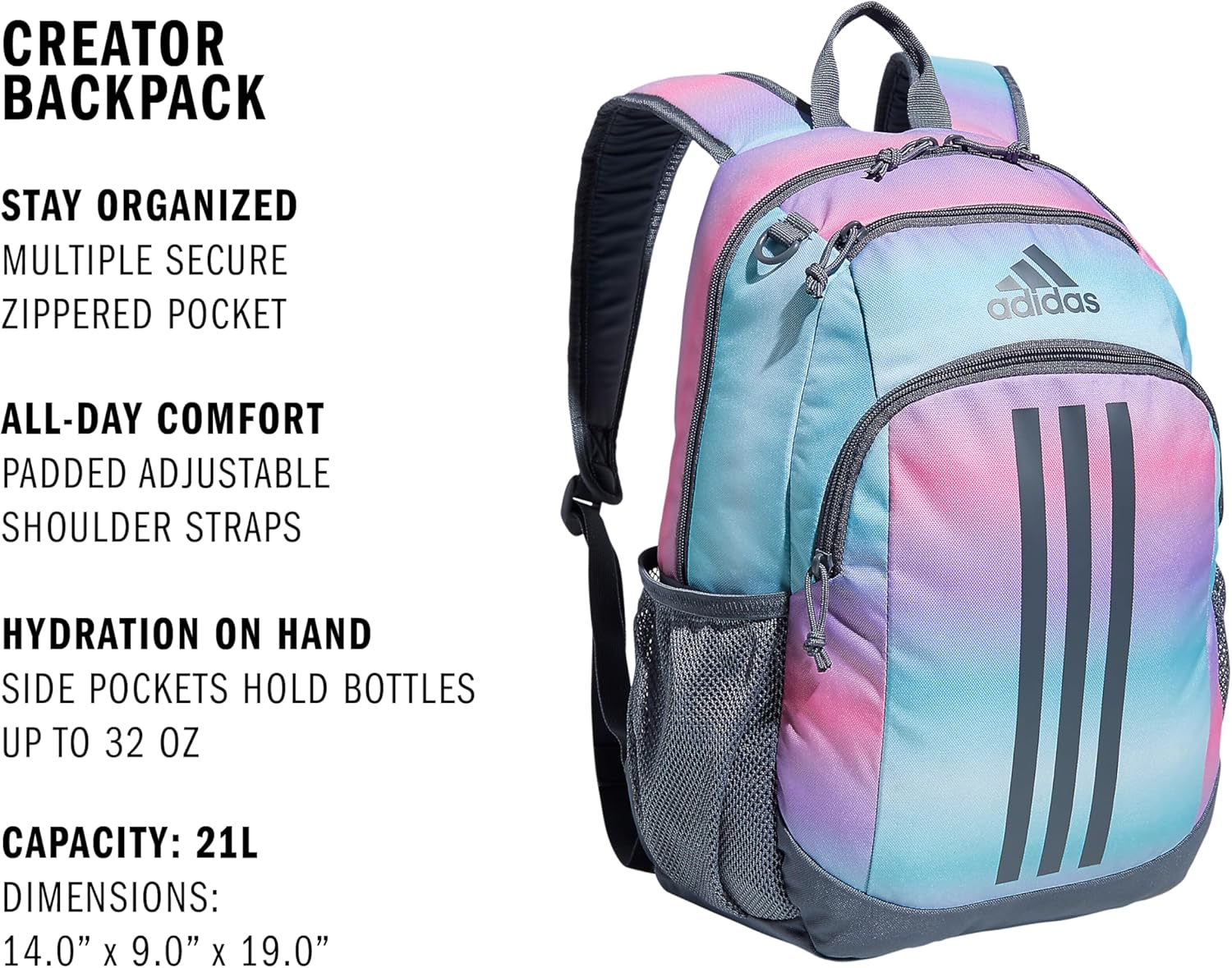 adidas Creator School Backpack for Girls & Boys u2014 Durable Bookbag