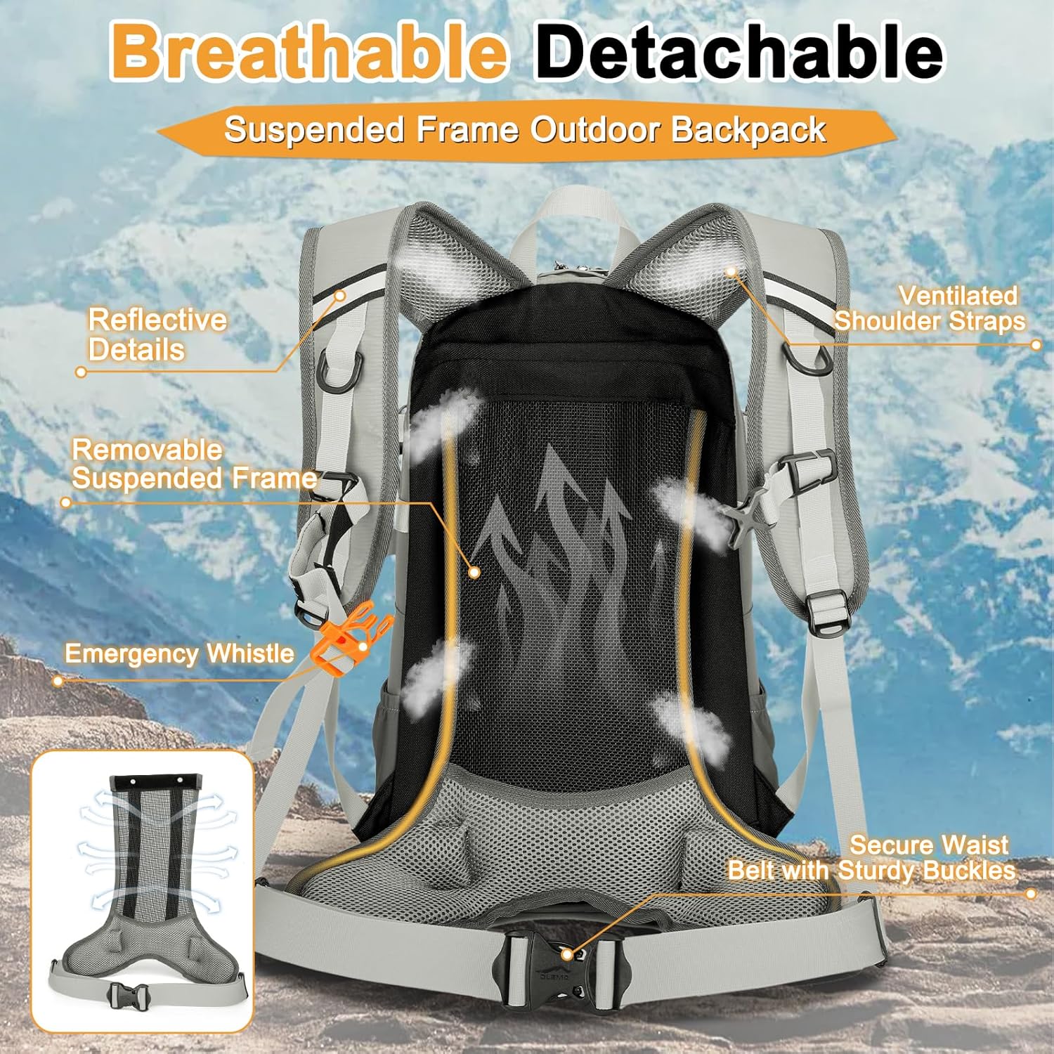 OLEMA Hiking Backpack, 25L Lightweight Travel Backpacks,Camping Daypack for Outdoor Sports,Lightweight Travel Camping Backpack for Men Women