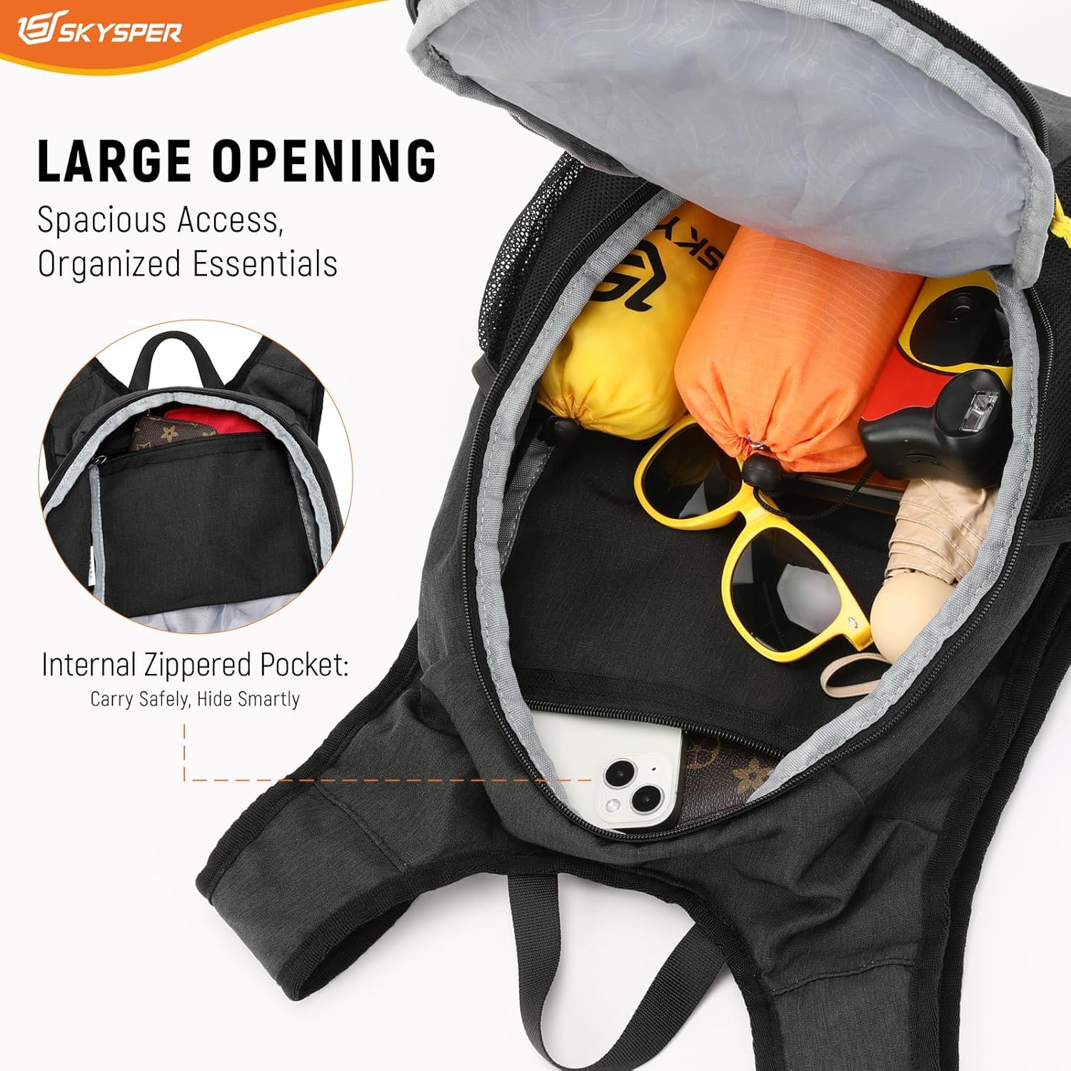 SKYSPER 15L/20L Foldable Hiking Backpack Lightweight Packable Travel Daypack with Chest Strap Small Folding Pack for Walking