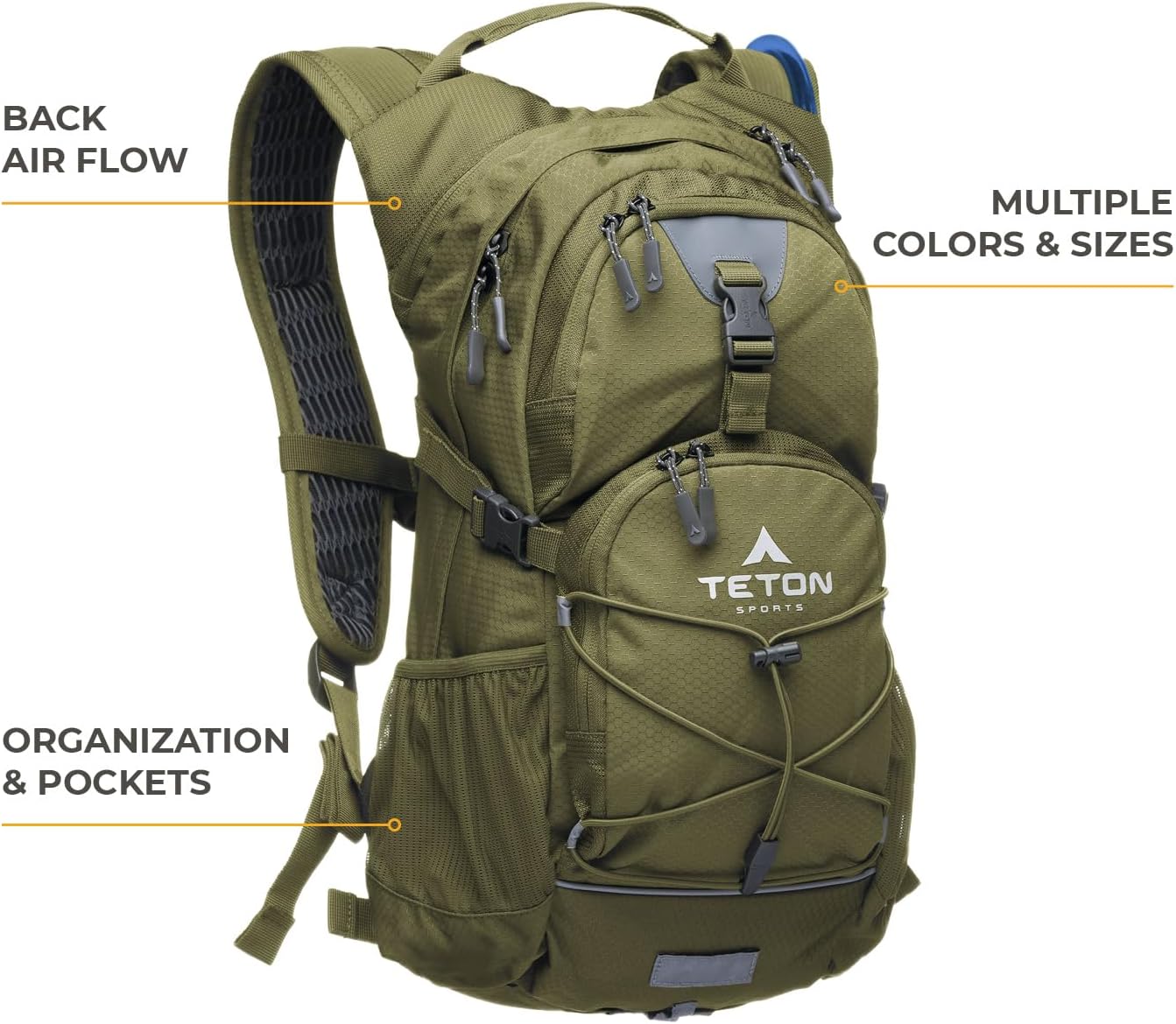 Teton Oasis/Trailrunner Hydration Backpack u2013 Lightweight Water Pack with 2L/3L Bladder for Hiking, Running, Cycling, Biking u2013 2L/18L/22L Sizes u2013 Sewn-in Rain Cover u2013 Fits Men and Women