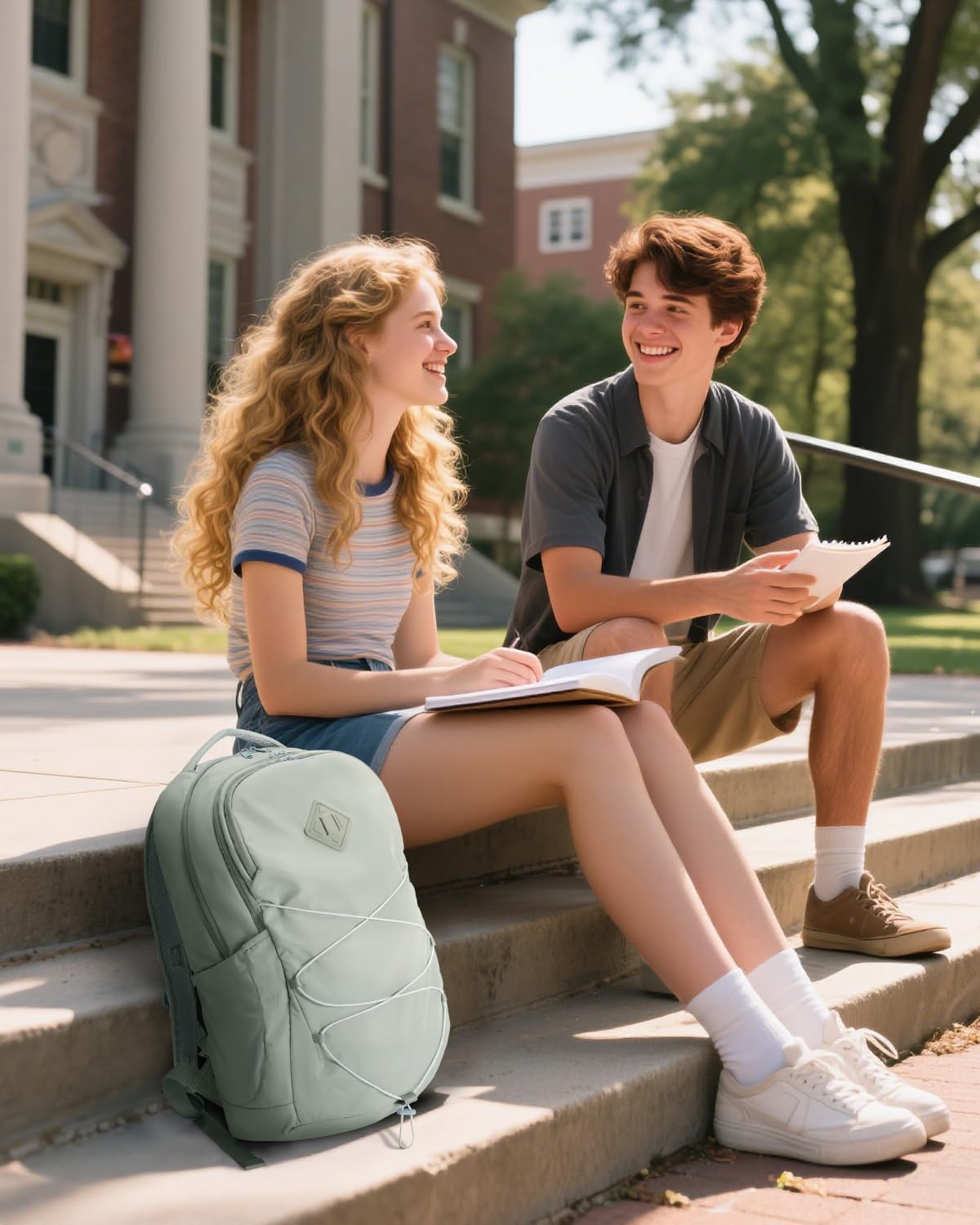 WANDF 15.6-Inch Laptop Backpack for Women, Travel Backpack Water-Resistant Lightweight College Backpack for Work Casual Business Weekender (Green) | Airline Approved, Water Resistant, Lightweight, Travel Bag, with Whistle Buckle