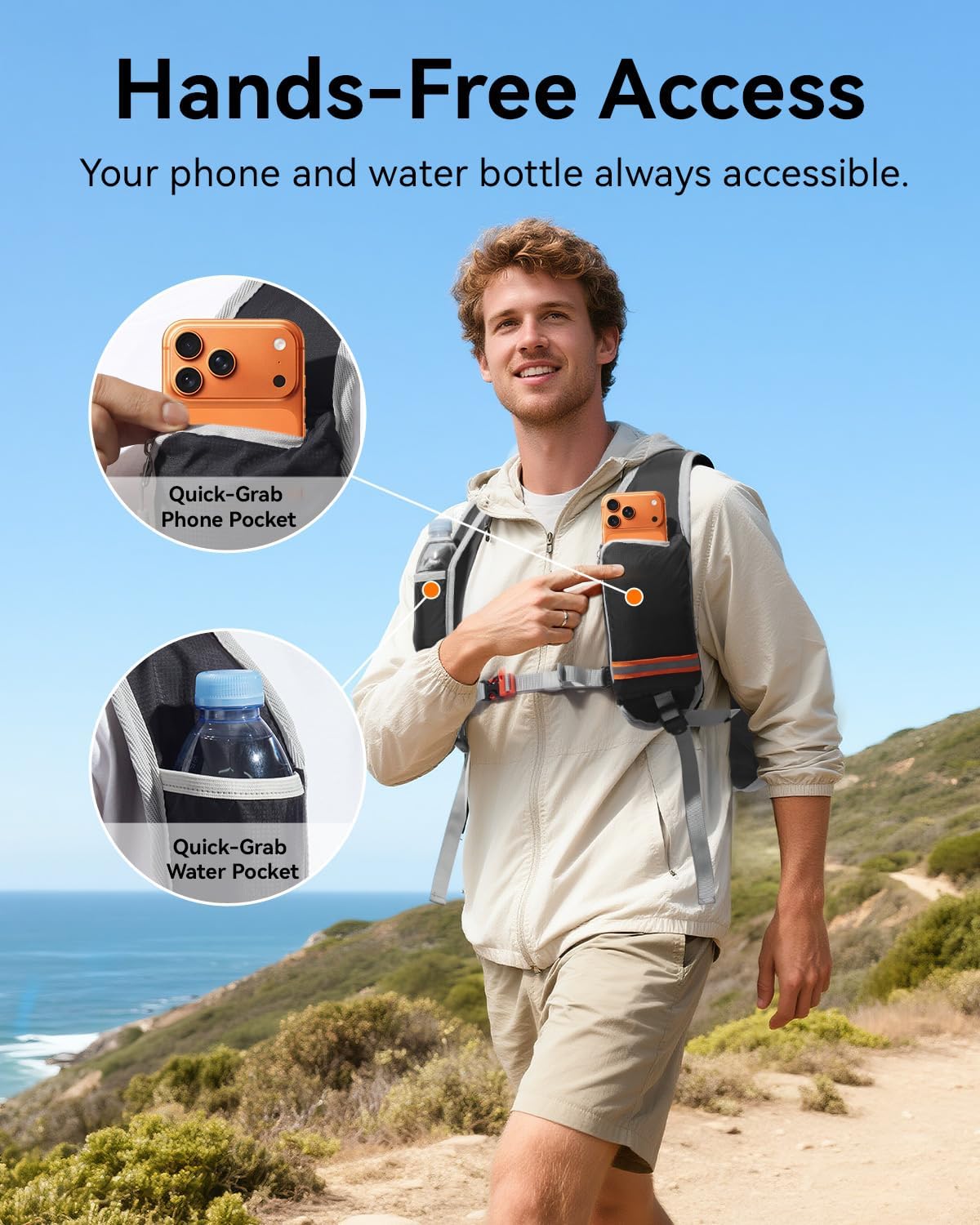 CROSSGEAR 16L RFID Hiking Backpack, Lightweight Foldable Packable Backpack, Small Travel Hiking Daypack for Women Men Black