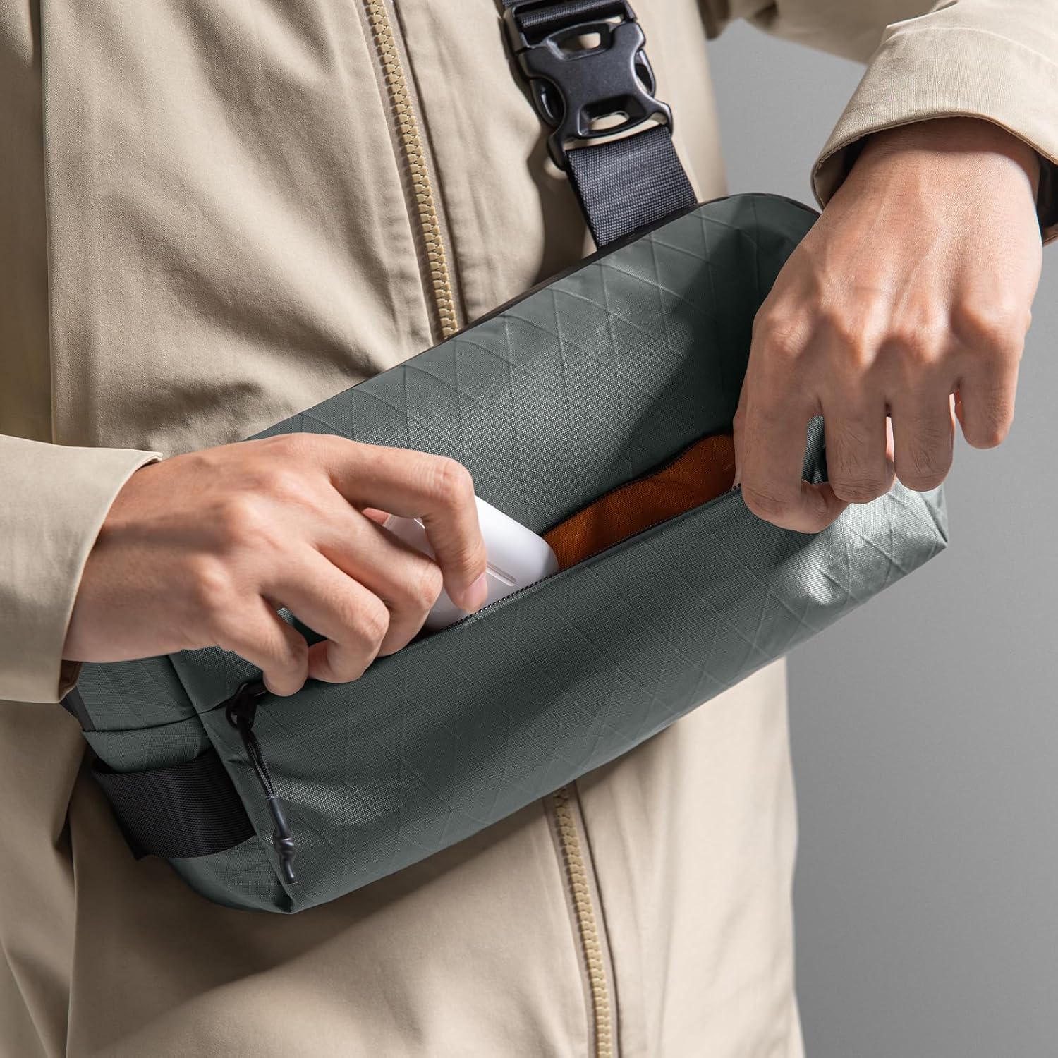 tomtoc Compact EDC Sling Bag 3L-10L, Minimalist Crossbody Bag Chest Shoulder Pack for Men Women, X-pac/Recycled Polyester