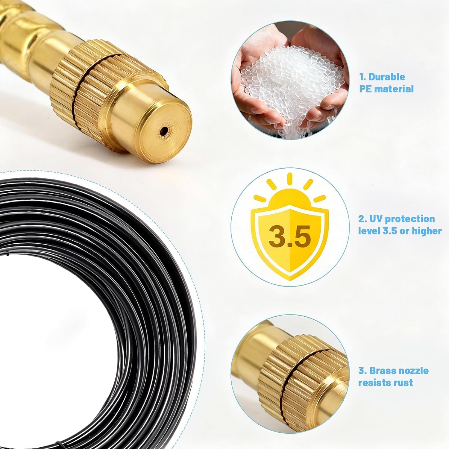 Alternative view of 100FT 360° Adjustable Drip Irrigation Kit – 1/4" Tubing with 18 Nozzles, Full-Circle Spray for Greenhouse, Vegetable Garden & Potted Plants, Water-Saving DIY Irrigation System