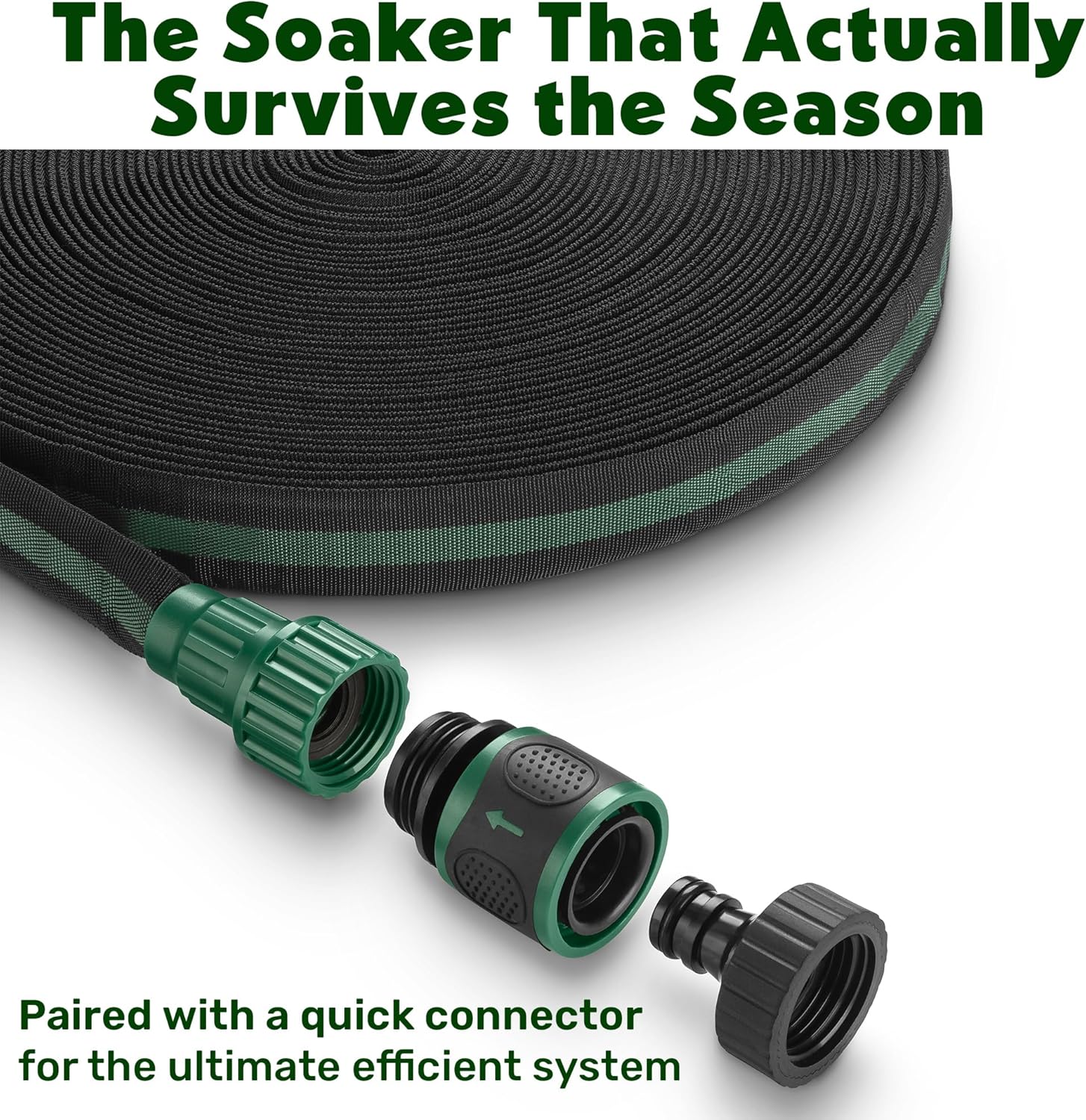 Flat Soaker Hose 25ft for Garden // Drip Hose for Garden Beds, Lawns and Trees // Heavy Duty Leakproof Design with Quick Connect // Linkable Irrigation System for Vegetables and Flowers - Image 3