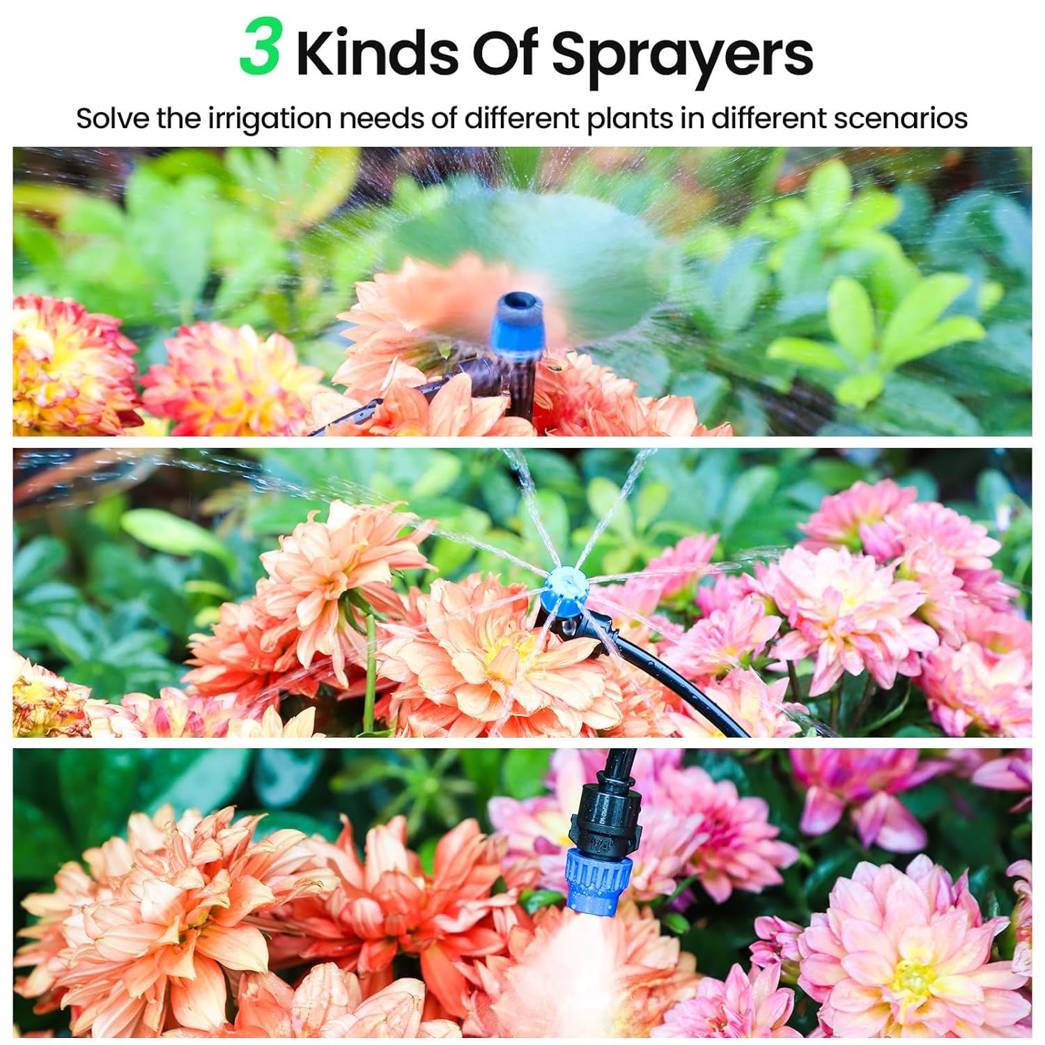 Alternative view of MIXC 230FT Quick-Connect Drip Irrigation System Kit, Automatic Garden Watering System with 1/4" & 1/2" Fast-Lock Tubing - Adjustable Nozzles & Sprinklers for Garden, Greenhouse, Lawn, Potted Plants