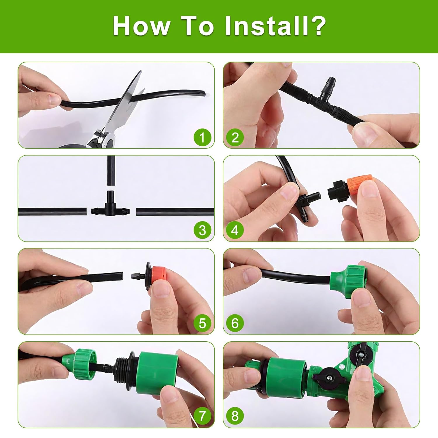 Alternative view of Drip Irrigation Kit 131FT 158PCS with 1/4" Black Distribution Tubing, Automatic Watering System for Garden, Greenhouse, Patio, Flower Bed, Lawn