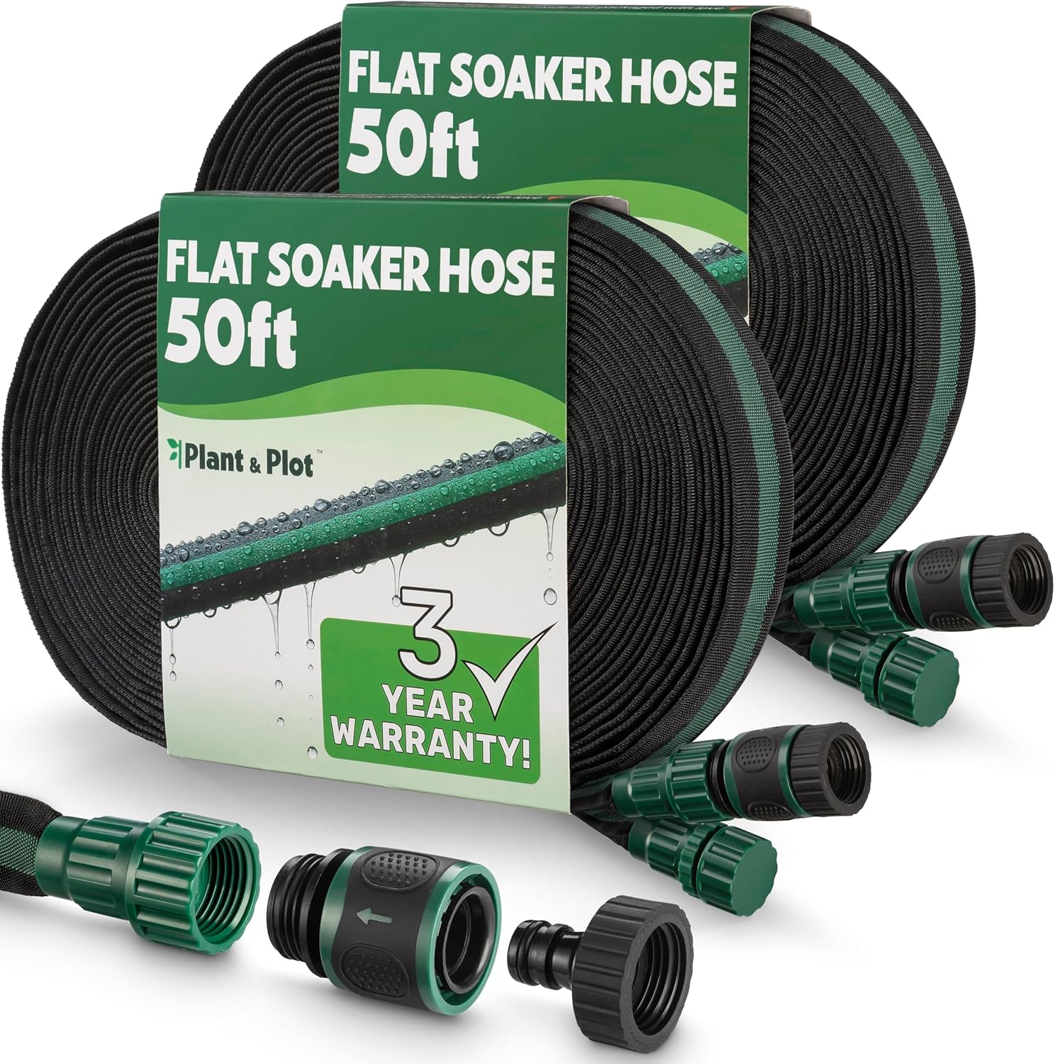 Flat Soaker Hose 25ft for Garden // Drip Hose for Garden Beds, Lawns and Trees // Heavy Duty Leakproof Design with Quick Connect // Linkable Irrigation System for Vegetables and Flowers - Image 7