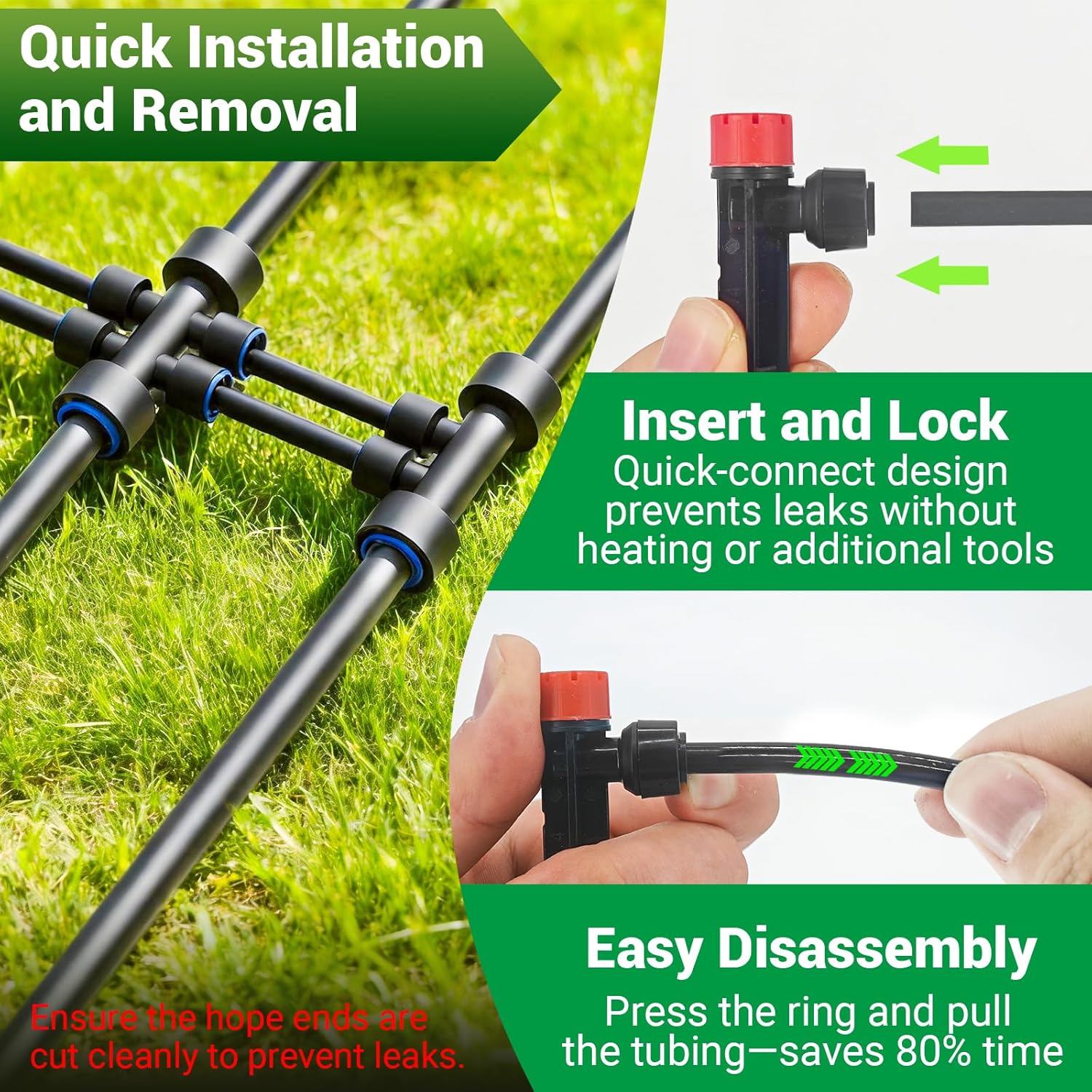 100FT Drip Irrigation System for Garden, 2026 Upgraded DIY Automatic Plant Watering Kit with Push-Fit Connectors, 30 Water-Saving Adjustable Drip Emitters for Yard, Lawn & Greenhouse - Image 5