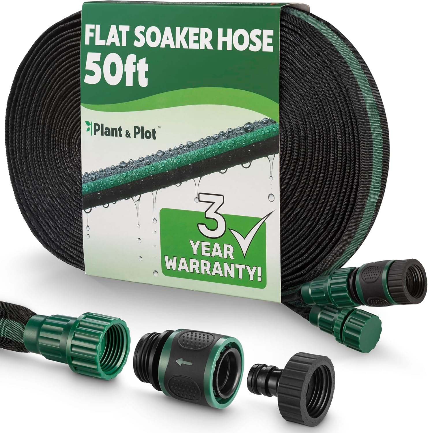 Flat Soaker Hose 25ft for Garden // Drip Hose for Garden Beds, Lawns and Trees // Heavy Duty Leakproof Design with Quick Connect // Linkable Irrigation System for Vegetables and Flowers - Image 8