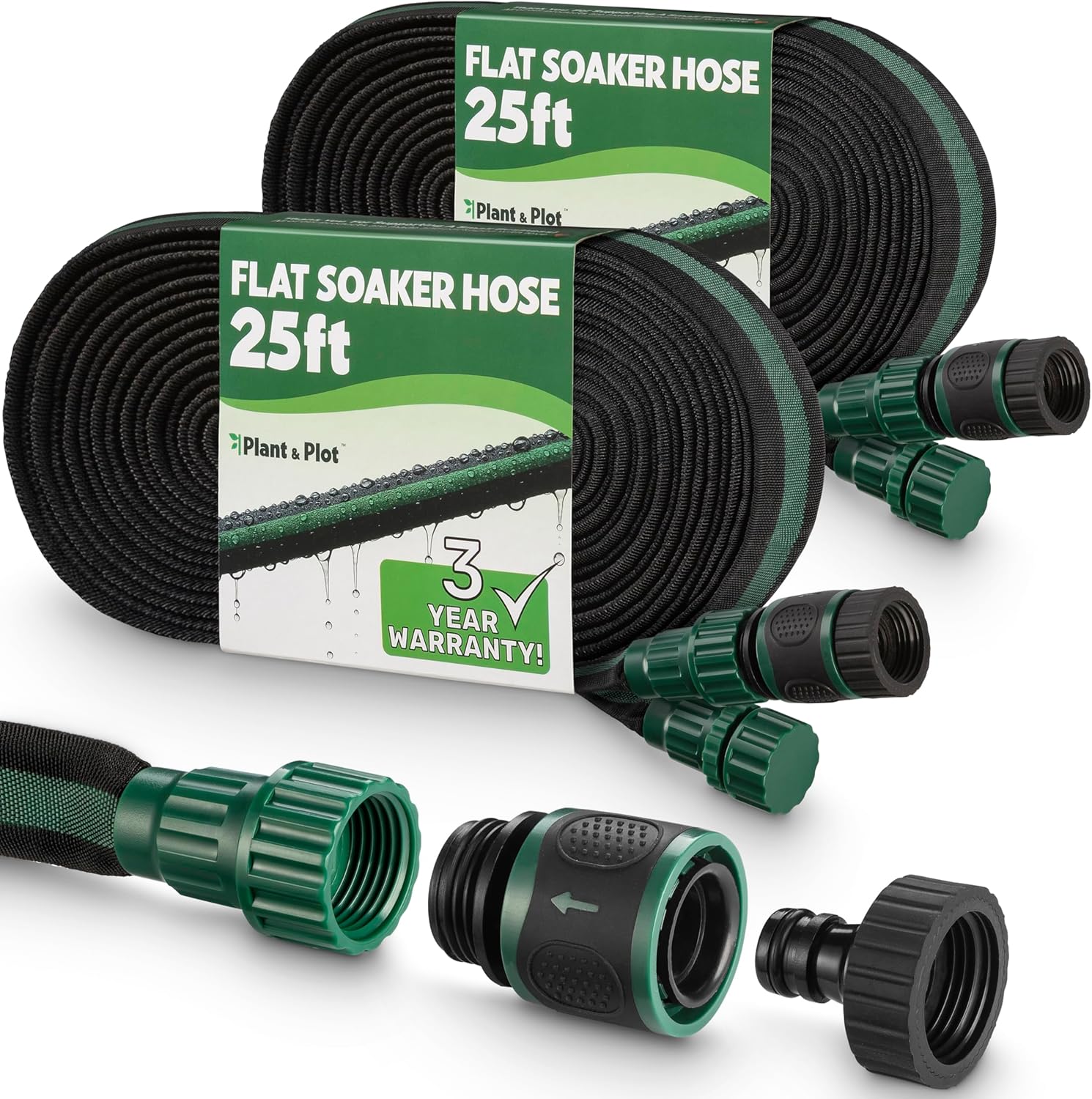 Flat Soaker Hose 25ft for Garden // Drip Hose for Garden Beds, Lawns and Trees // Heavy Duty Leakproof Design with Quick Connect // Linkable Irrigation System for Vegetables and Flowers - Image 9
