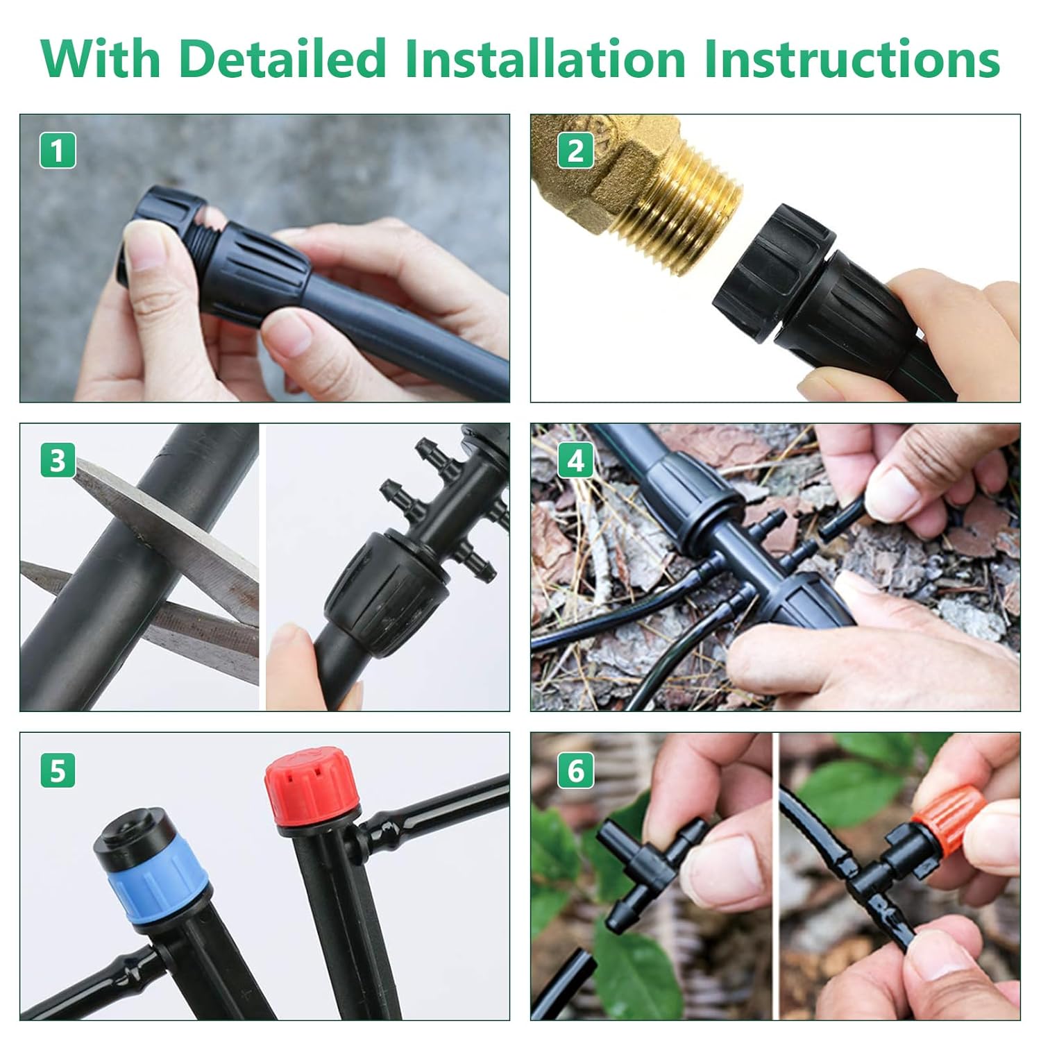 Alternative view of 256FT Drip Irrigation System Kit, 163PCS Automatic Garden Watering Misting System with 1/4" Distribution & 1/2" Hose Tubing and Accessories for Greenhouse, Yard, Lawn, Plant