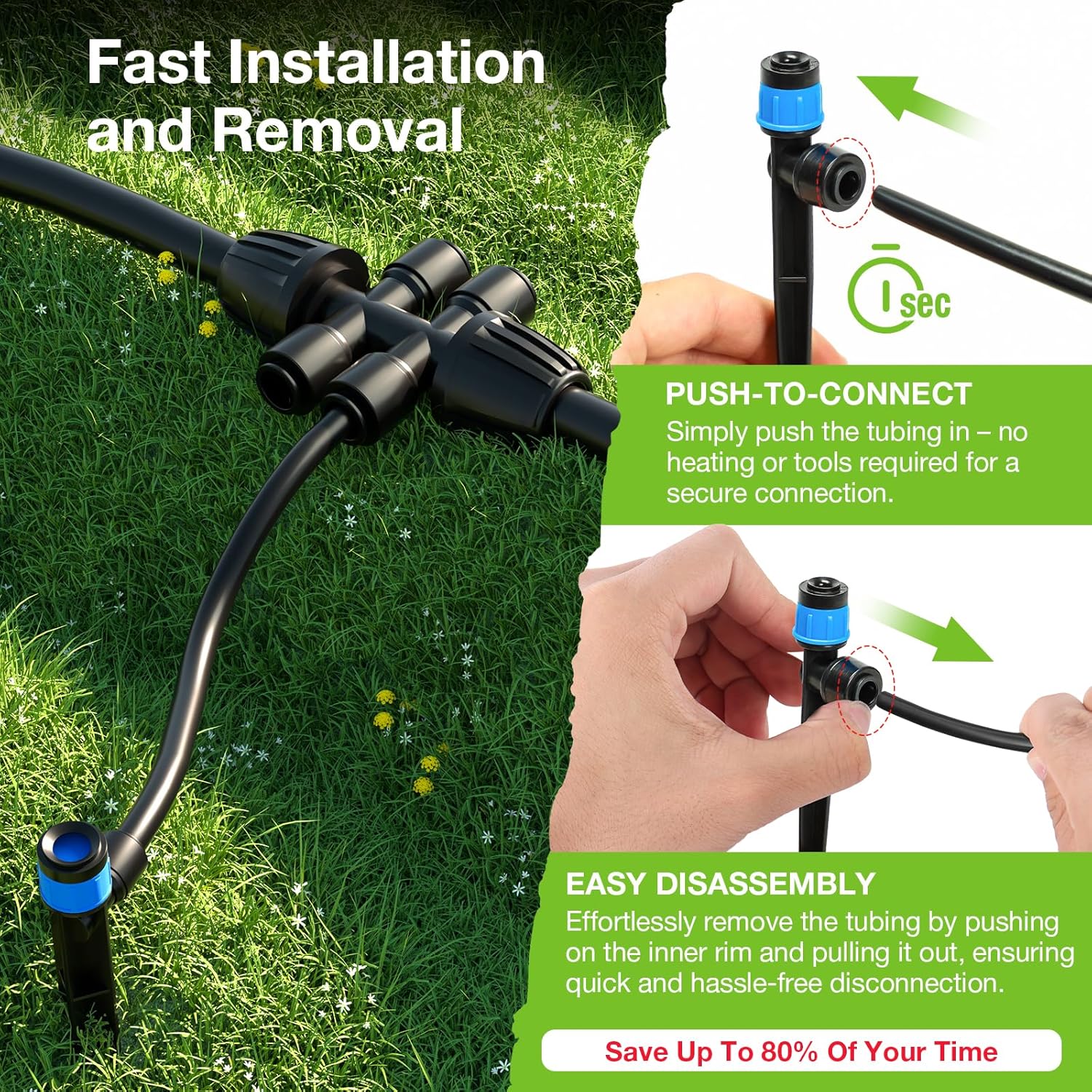 Alternative view of MIXC Greenhouse Micro Drip Irrigation Kit Automatic Irrigation System Patio Misting Plant Watering System with 1/4 inch 1/2 inch Irrigation Tubing Hose Adjustable Nozzle Emitters Barbed Fittings