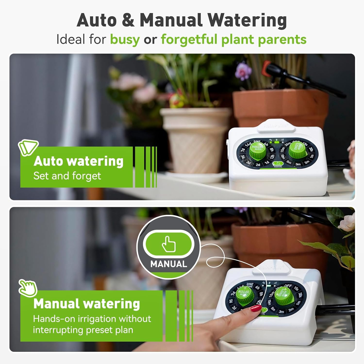 Alternative view of RAINPOINT Easy-Setup Automatic Plant Waterer Indoor for Pot Plant Adjustable Water Output,Battery Powered Outdoor IP54 Waterproof Drip Irrigation System Device Kit Beginner-Friendly Water 10-15 Plants