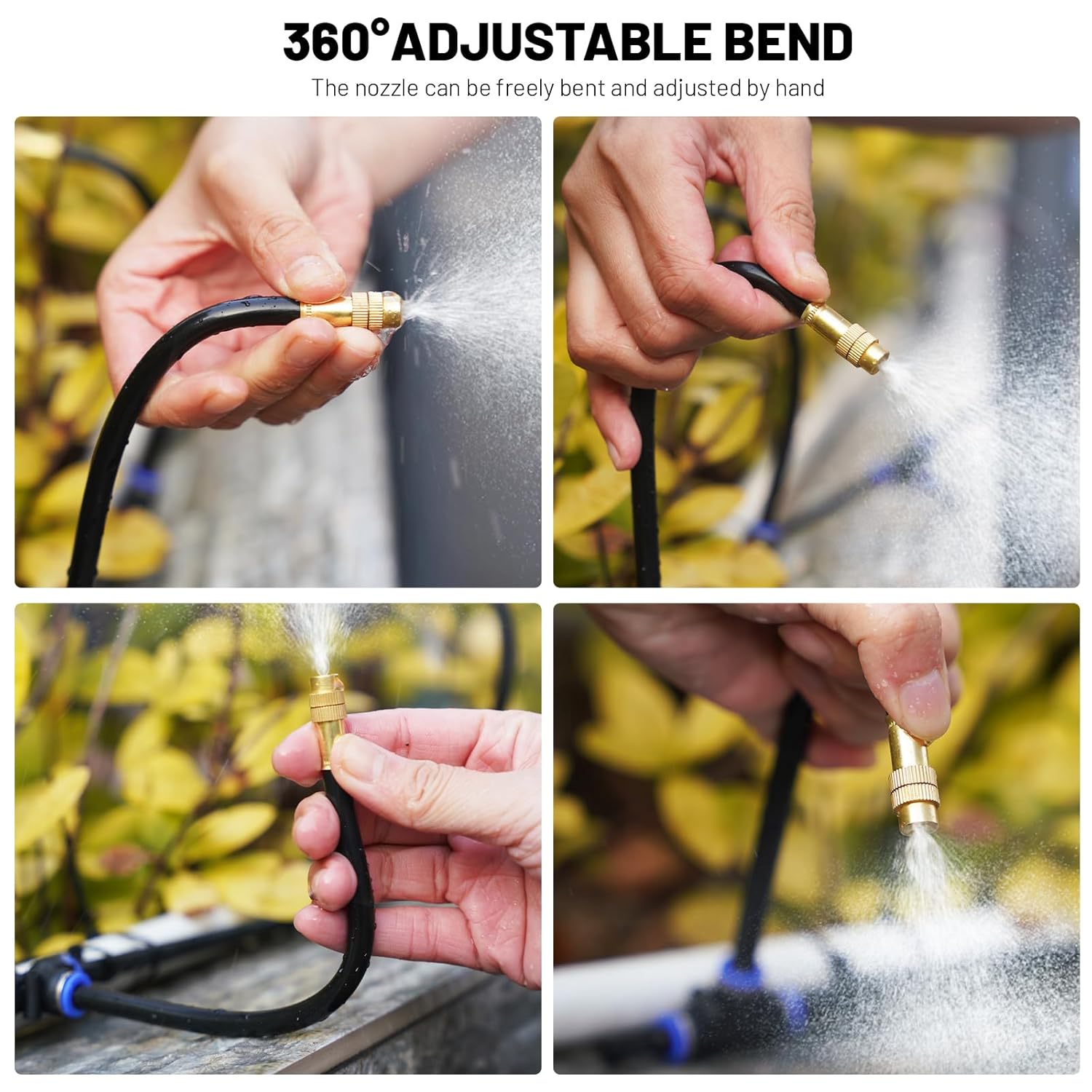 360° Adjustable Drip Irrigation System - 50FT Garden Watering System with 16 Nozzles, Garden Irrigation System, Greenhouse Accessories, Atomizing System for Yard, Lawn, Plants, 5/16 inch Hose
