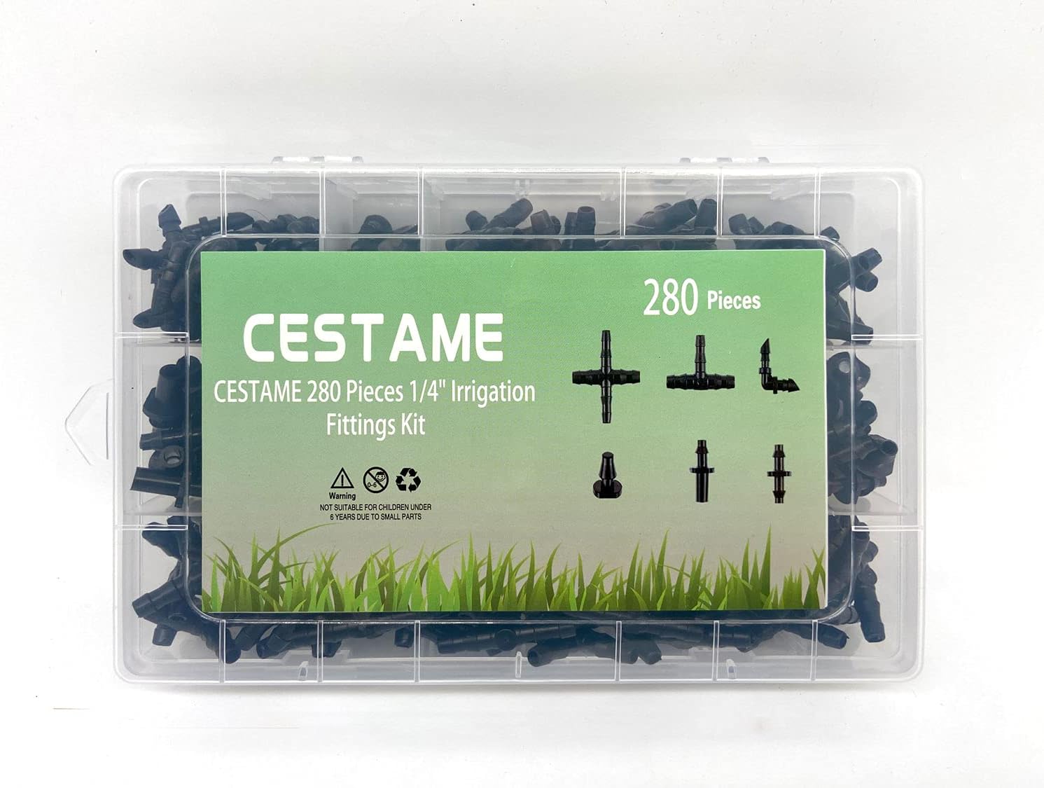 Alternative view of 280 Pcs Barbed Connectors Irrigation Fittings Kit,Drip Irrigation Barbed Connectors 1/4''Tubing Fittings Kit for Flower Pot Garden Lawn(Straight Barbs,Single Barbs,Tees,Elbows,End Plug,4-Way Coupling)