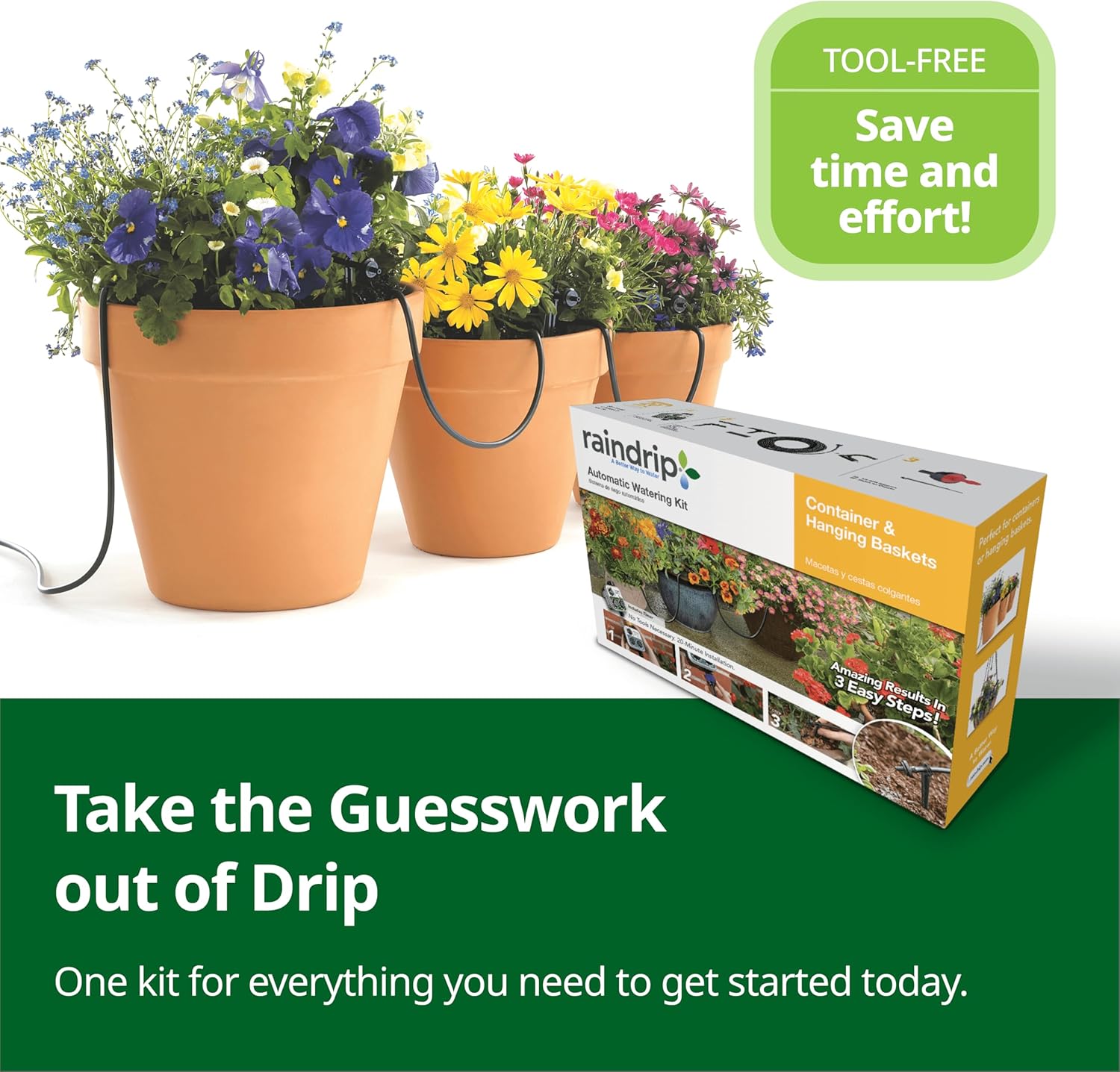 Raindrip R560DP Drip Watering System, Automatic Drip Irrigation System with Timer for Containers and Hanging Baskets, Waters up to 20 Plants, Includes 20 Drippers, Black