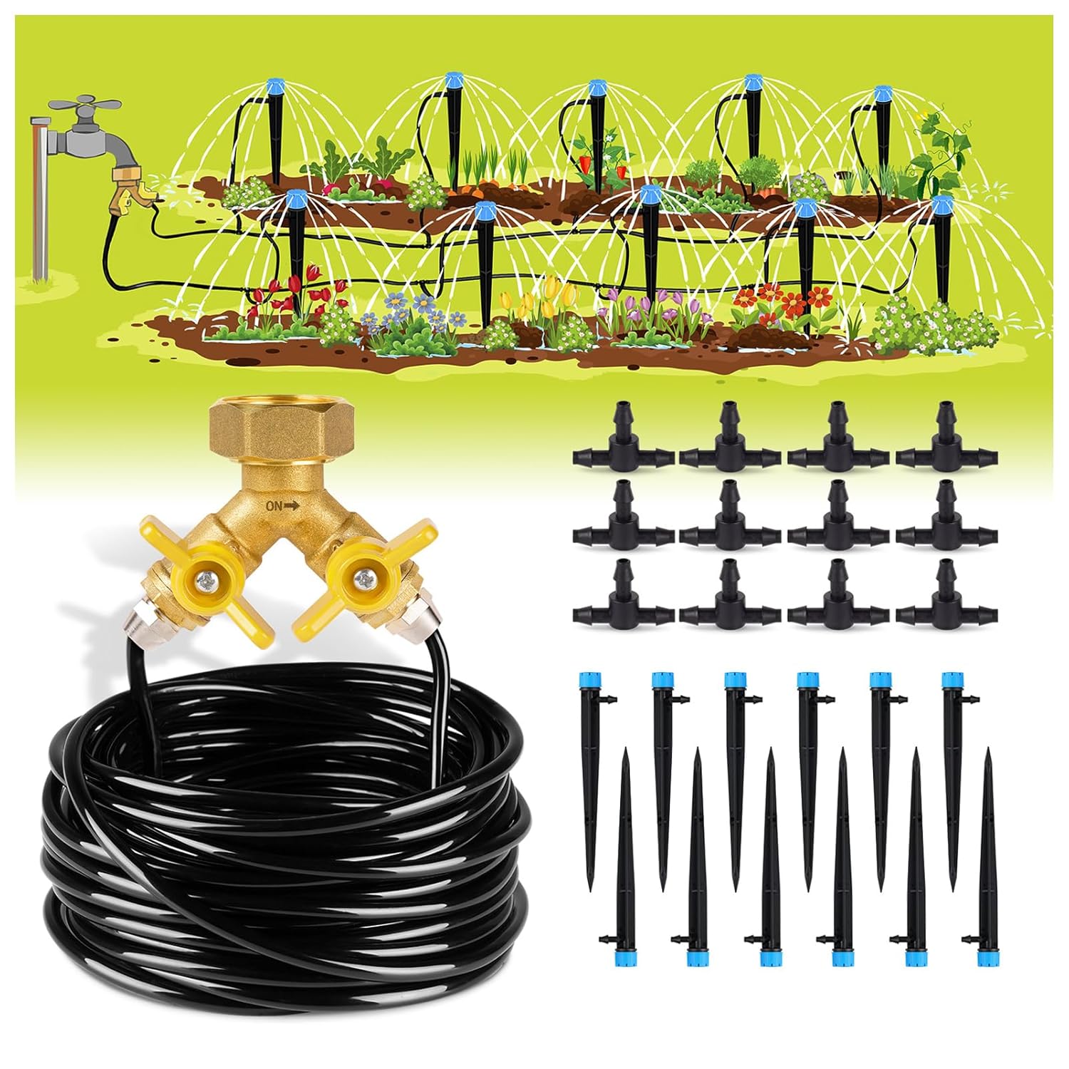 HIRALIY 100ft Drip Irrigation Kit Plant Watering System 8x5mm Blank Distribution Tubing DIY Automatic Irrigation Equipment Set for Garden Greenhouse Flower Bed Patio Lawn - Image 6