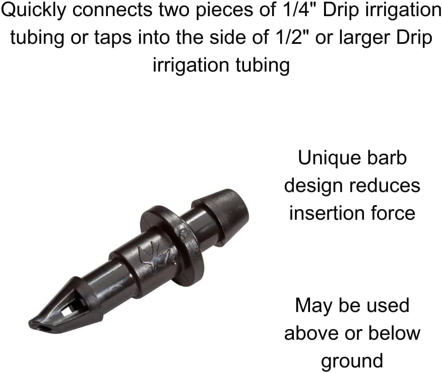 Rain Bird BC25-30PS Drip Irrigation Universal 1/4" Barbed Coupling Fitting, Fits 1/4" Drip Tubing, 30-Pack